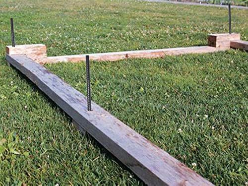 AAGUT Rebar Stakes 24 Inch 10 Pcs Landscape Timber Spikes 1/2", Heavy Duty Straight Garden Plant Stakes for Concrete Forming, Ground Anchors with Chisel Point End, Black
