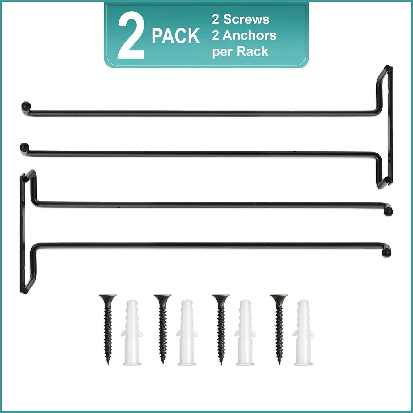 Sorbus Wall Mount Wine Rack + Under Cabinet Wine Glass Holder Set - Wine Rack Wall Mounted for Wine Bottles, Champagne, and Wine Glasses - Complete Your Home Bar & Wine Kitchen Storage, 1 Pack