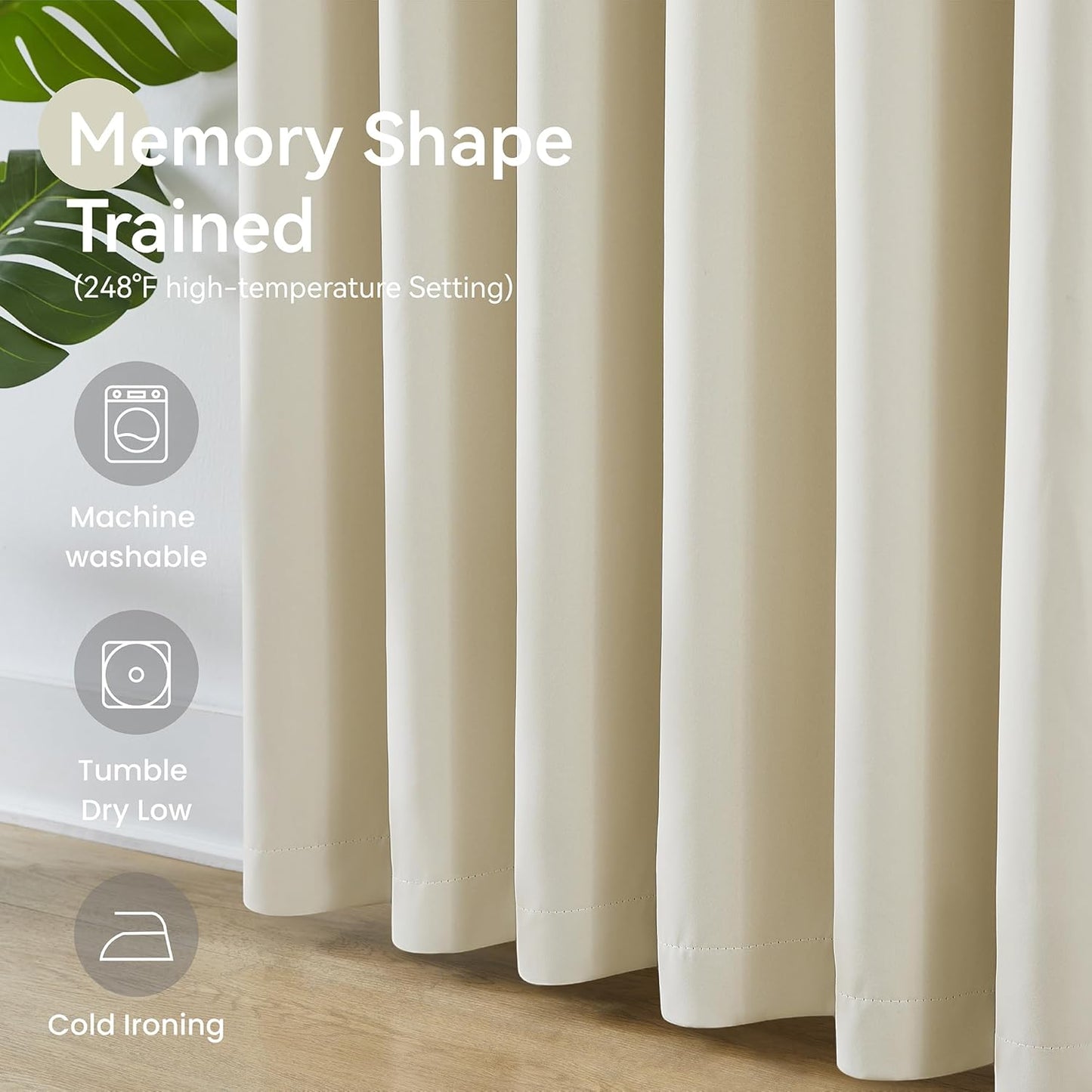 KangBang Soft Cream 95 Inch Blackout Curtains 2 Panels Set, Extra Wide Pinch Pleated Room Darkening Elegant Privacy Curtains & Drapes for Sliding Patio Door with Hooks Track System,60x95 Inch