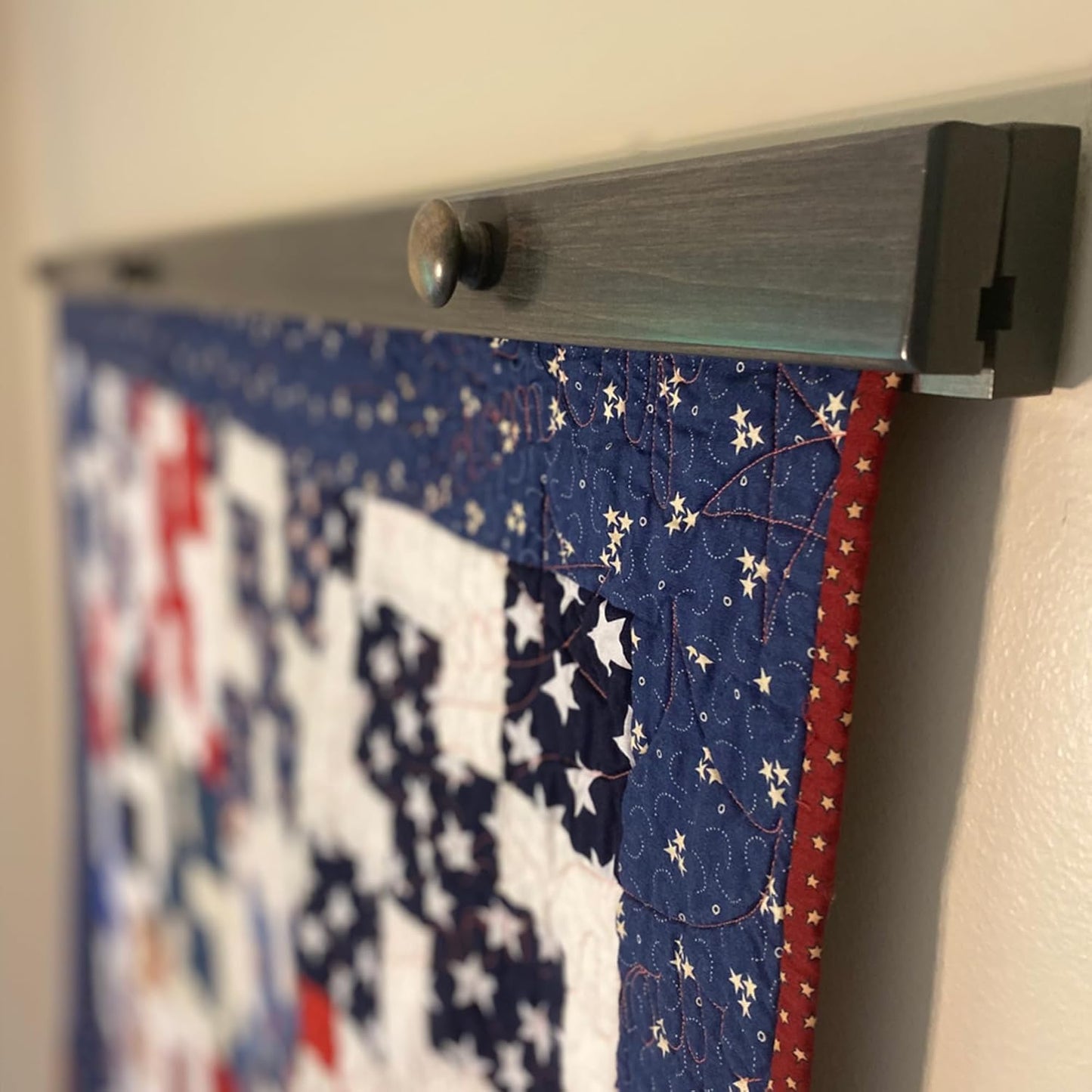 RRD Amish Made Quilt Rack Wall Mount - Rustic Tapestry Hangers for Rugs, Tapestries & Quilts - Maple Wood, Antique Slate Stain, 48'