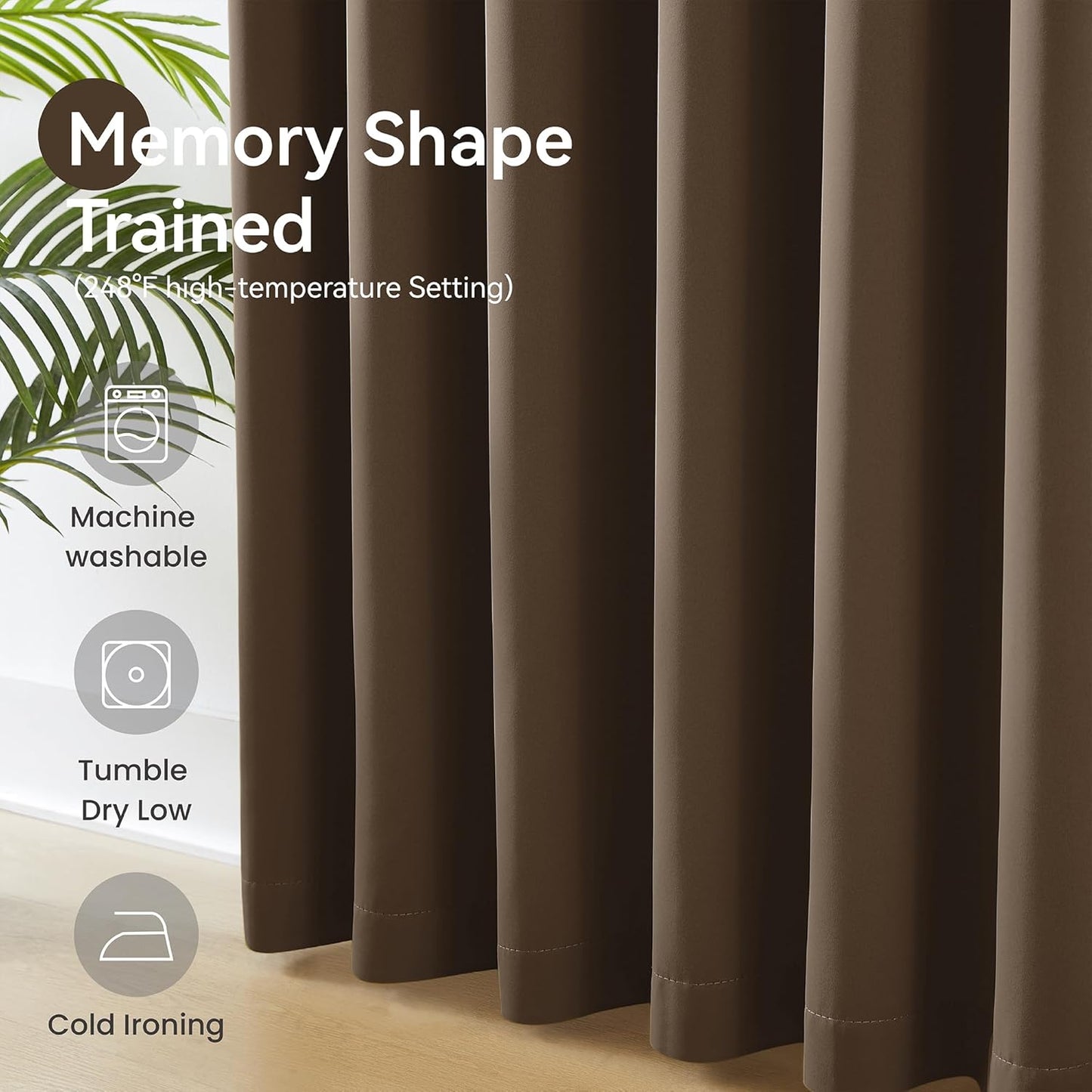 KangBang Brown Pinch Pleated Blackout Curtains 120 Inches Long for Hall Windows, Sound Dampening Light Blocking Soft & Vertical Window Panels Ceiling to Floor for Villa 2 Panels, 40Wx120L