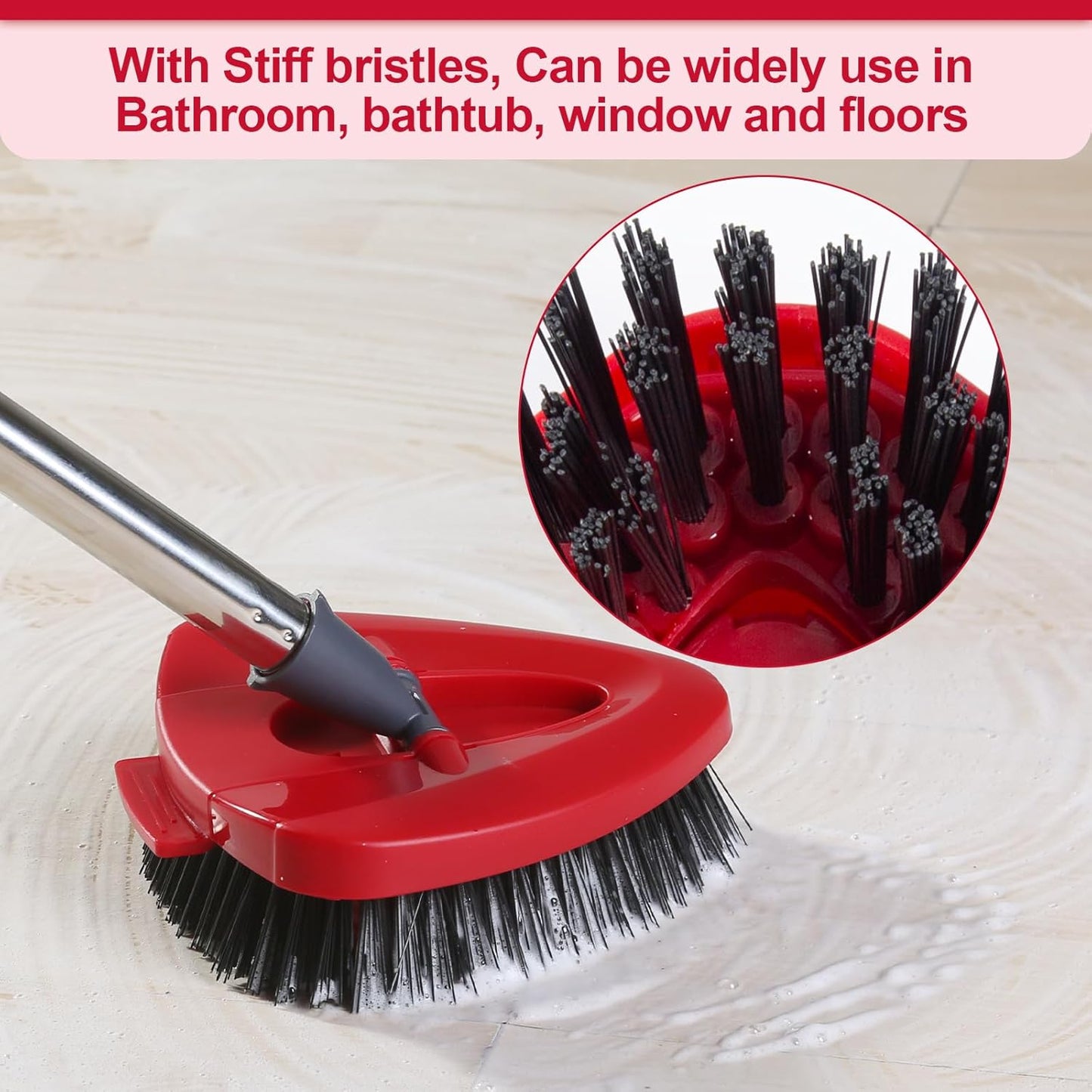 Scrub Brush Head Replacement Compatible with O Cedar EasyWring Spin Mop 1-Tank System, Floor Scrubber Head, Shower Scrub Brush with Hard Bristles for Cleaning & Scrubbing