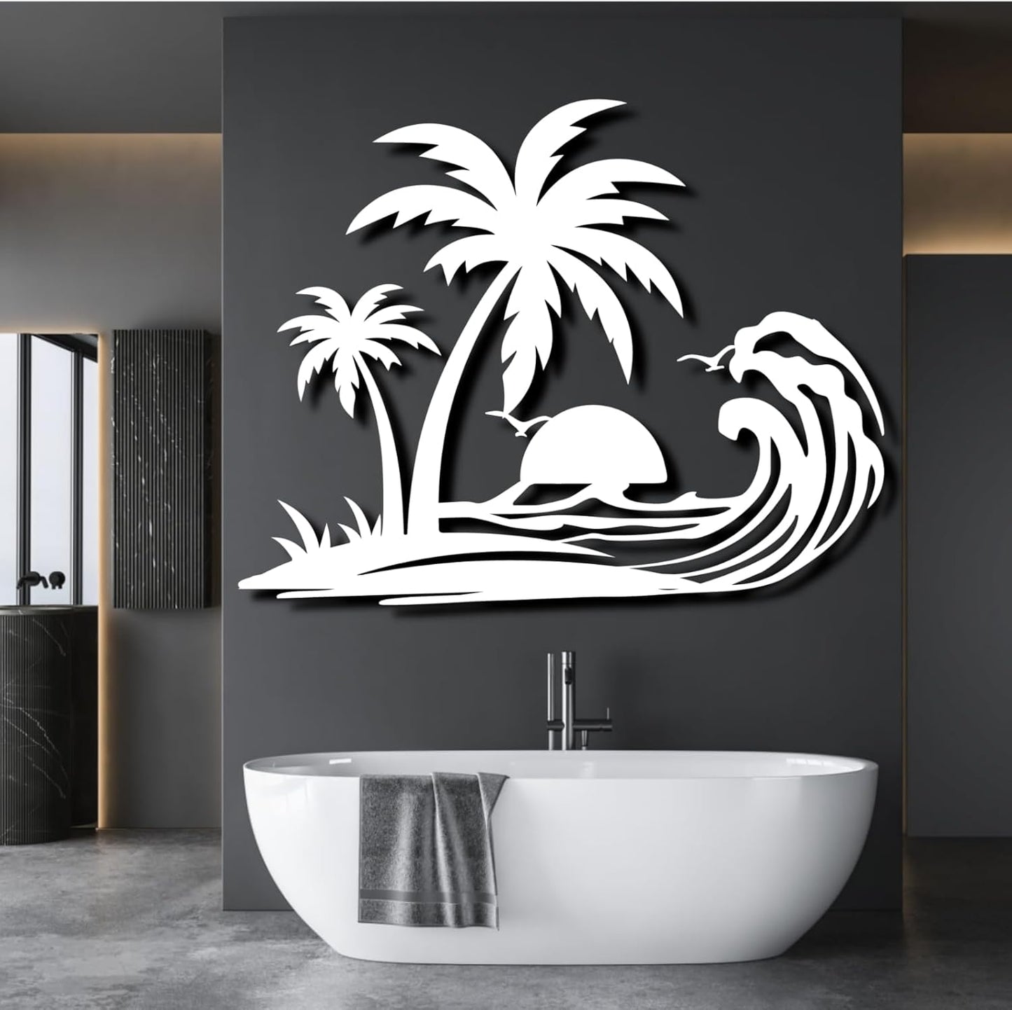 Palm Tree Metal Wall Decor,Palm Tree Metal Wall Art,Metal Palm Tree,Metal Palm Tree Wall Decor,Tropical Metal Wall Art,Beach Wall Decort,Metal Wall Decor (style 1,black,35 L" x 28 W" / 90 x 70 cm)