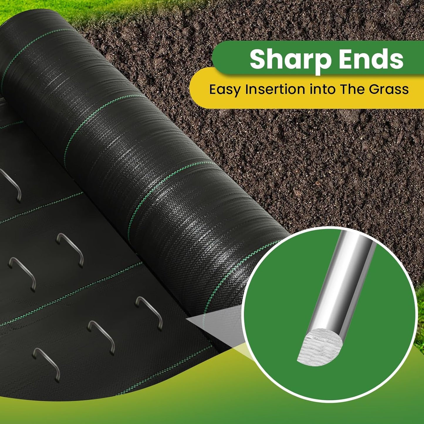 Landscape Staples 10 Inch 60 Pack, Garden Stakes Galvanized Garden Staples 11 Gauge, Plant Cover Stakes for Lawn Weed Barrier