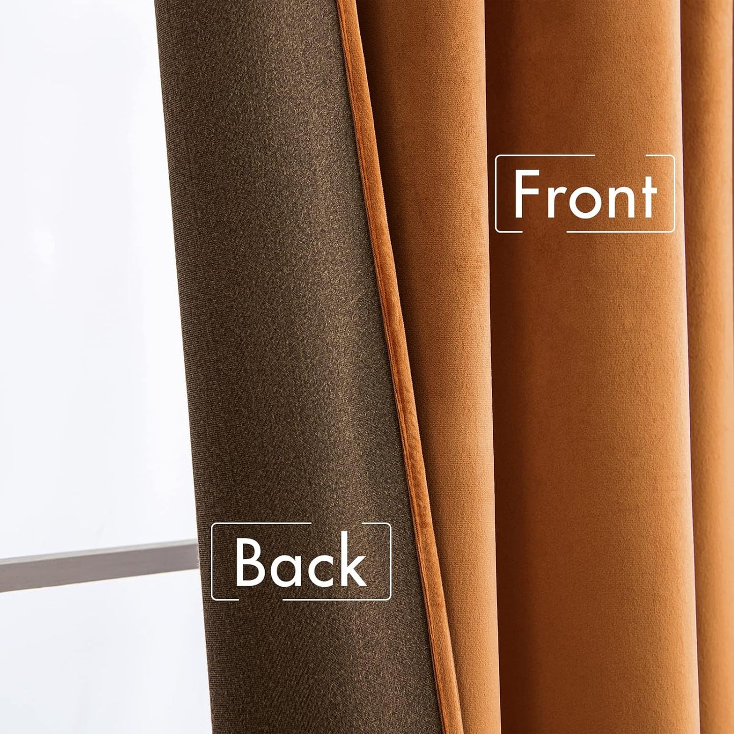 MIULEE Velvet Curtains 108 inches - Pinch Pleated Luxury Room Darkening Curtains for Bedroom Living Room Thermal Insulated Super Soft Window Drapes Rod Pocket, Gold Brown, W52 x L108 inch, 2 Panels