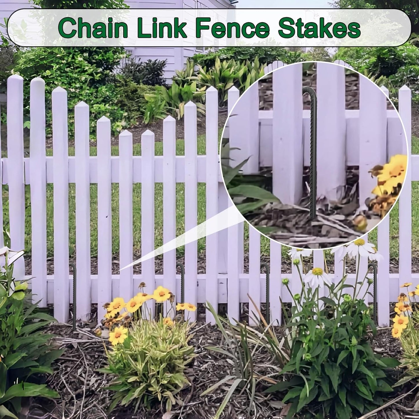 24 Pack J Hook Rebar Stakes 24 Inch 3/8 Inch Diameter Metal Stakes for Ground Heavy Duty with Chisel Point End Chain Link Fence Stakes for Swing Set, Gazebo and Bounce House, Black