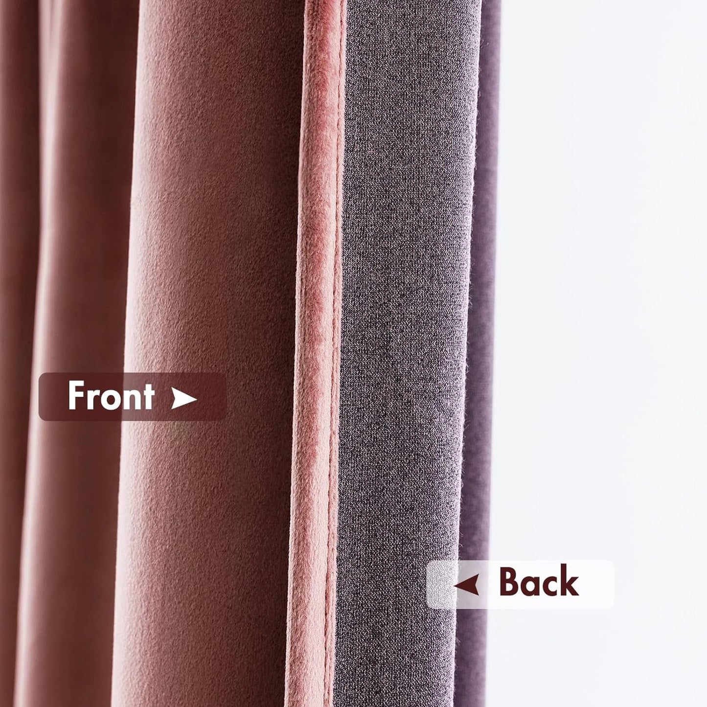 MIULEE Dusty Rose Pink Velvet Curtains Thermal Insulated Blackout Curtain Drapes for Bedroom Living Room Darkening 102 Inches Long Curtains Panels Rod Pocket Set of 2