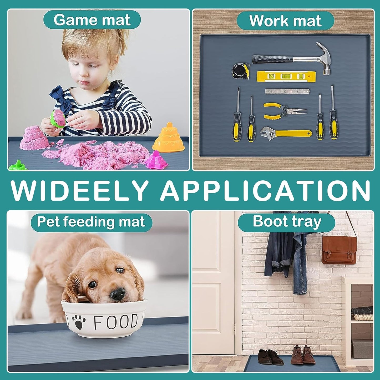 URMONA Waterproof Silicone Under Sink Mat 37'' x 22'' Shelf Liner for Kitchen and Bathroom, Cabinet and Counter Protector, Storage and Organizers, Litter Mat, Pet Cat Puppy Essentials(Cream)