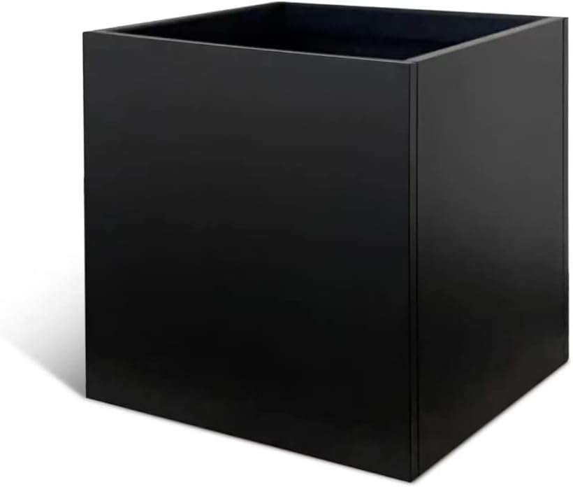 Galvanized Steel Planter Box Black Metal Planter Large Square Indoor Outdoor Planters Cube Steel Heavy Duty Flower Pot 26Inch Powder Coating Modern Commercial Residential for Patio, Deck, Yard, Garden