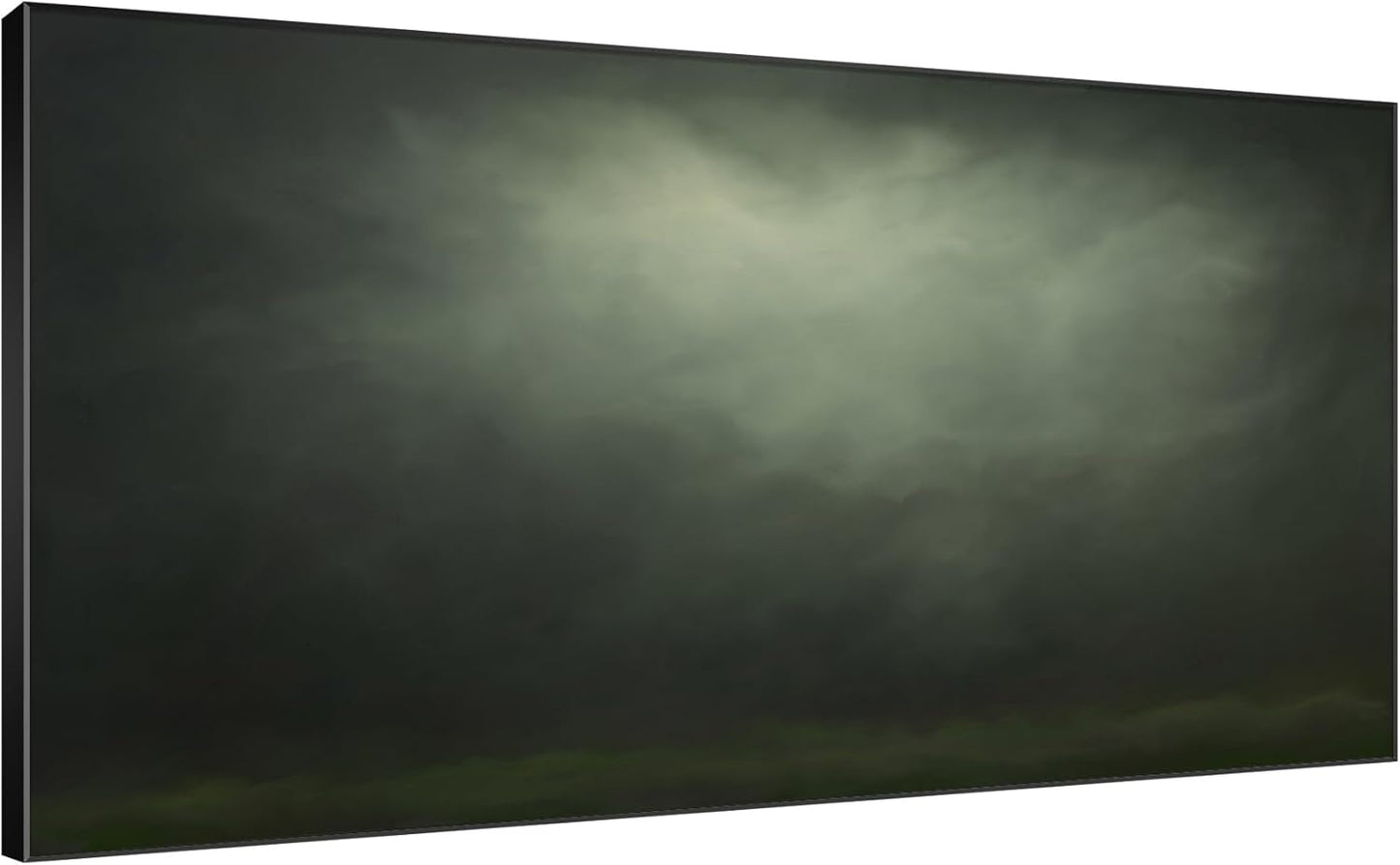 SIGNWIN 24"x46" Extra Large Framed Wall Art Moody Green Abstract Cloudscape, Minimalist Atmospheric Print for Home Living Room Bedroom Decor (Frame Assembly Required)