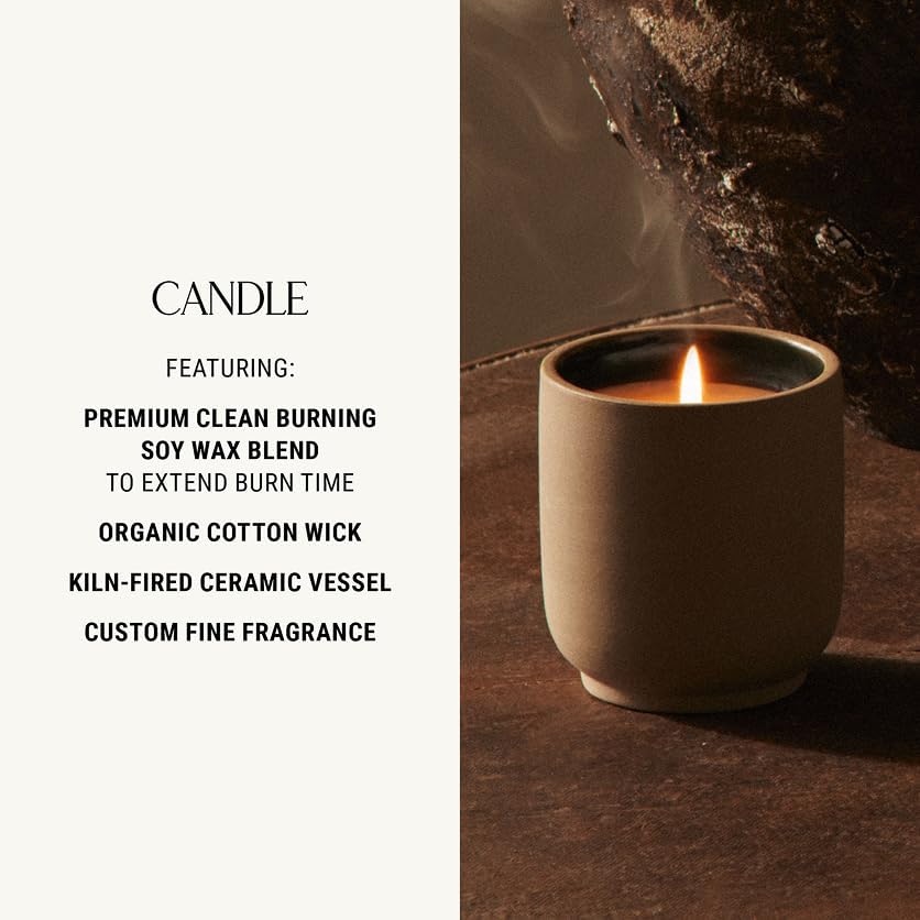 Homecourt Luxury Scented Candle, 60-Hour Burn Time, Soy Wax Blend & Organic Cotton Wick, Kiln-Fired Reusable Ceramic Vessel, Cipres Mint, 8 oz