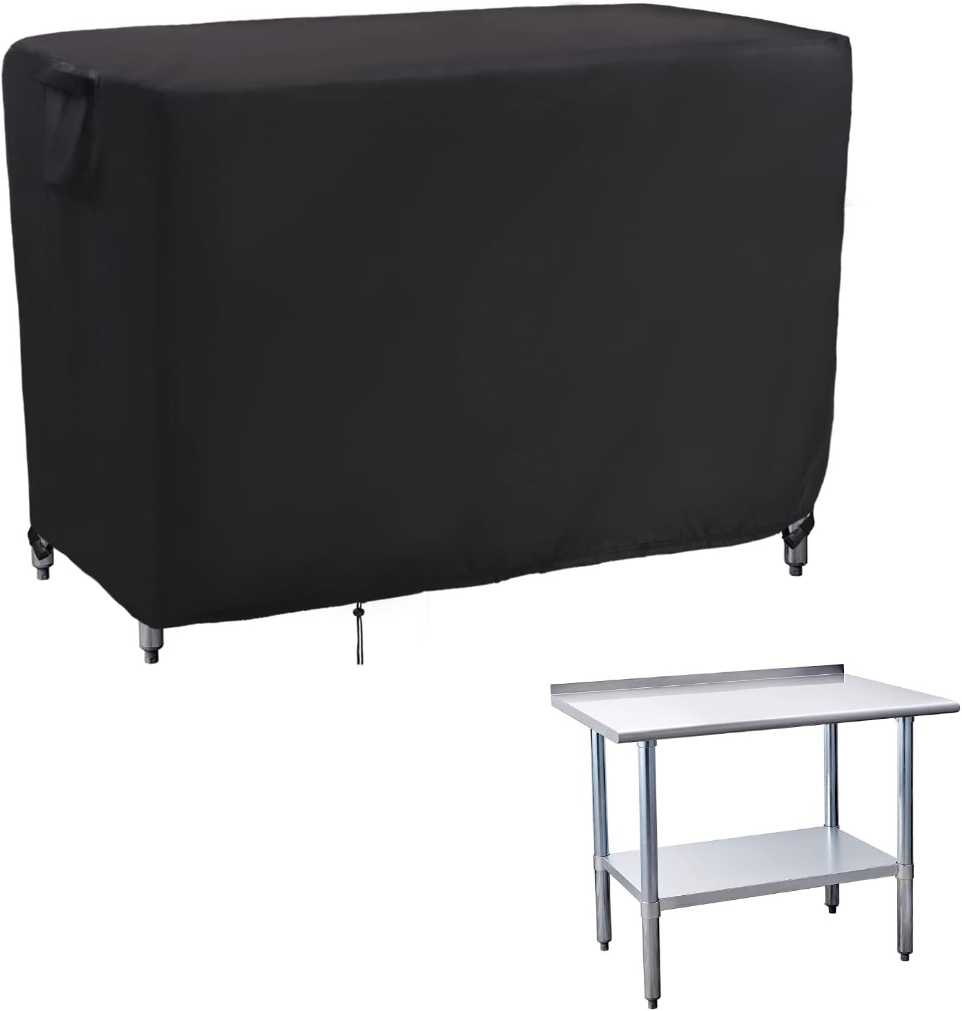 Kingling Outdoor Prep Table Cover 48 Inch, Waterproof Stainless Steel Table Cover Metal Outdoor Table Covers Weather Protection for Patio Kitchen Prep/Work Tables - 48''L x 30''W x 35''H