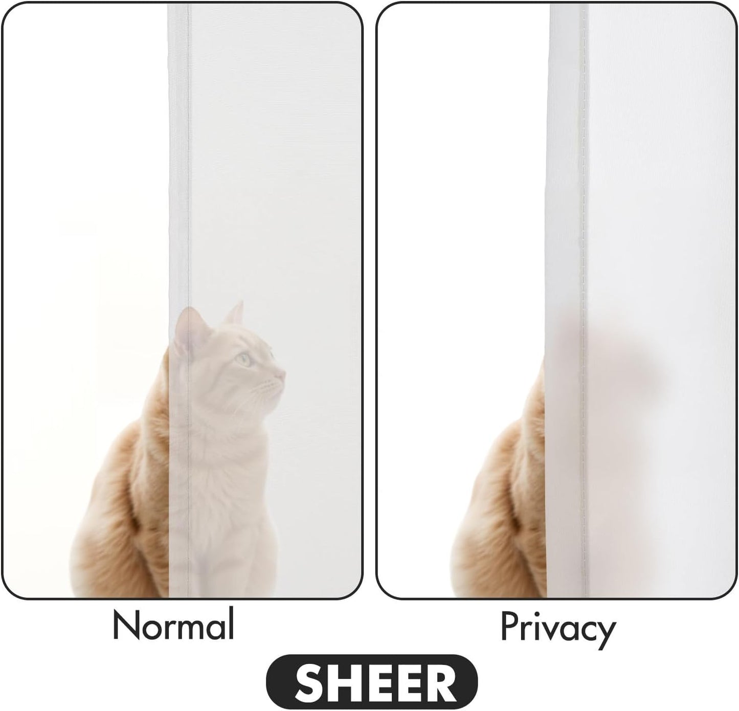 MIULEE White Privacy Sheer Curtains That Let Light in 102 Inches Long Non-See-Through Semi Sheer Curtains Light Filtering Window Curtain Drapes for Living Room Bedroom 2 Panels Set 42 X 102