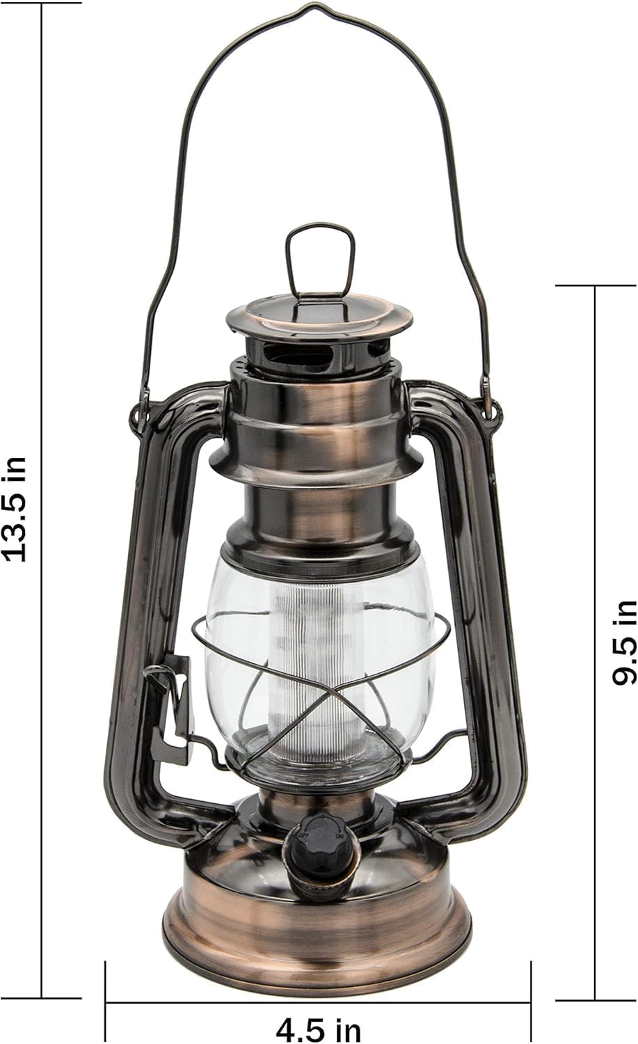 YAKii LED Vintage Lantern Metal Hanging Hurricane 12 LED Dimmer Switch Cold White Battery Operated Lantern Power Outage Indoor Camping Lighting Outdoor Brooklyn Decoration(Copper Pack of 8)
