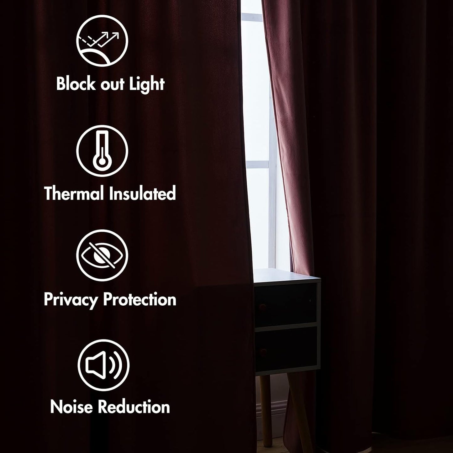 MIULEE Velvet Curtains 90 Inches Long 2 Panels - Pinch Pleat Luxury Room Darkening Curtains for Bedroom Living Room Thermal Insulated Super Soft Window Drapes Back Tab Rod Pocket, Dusty Rose Pink