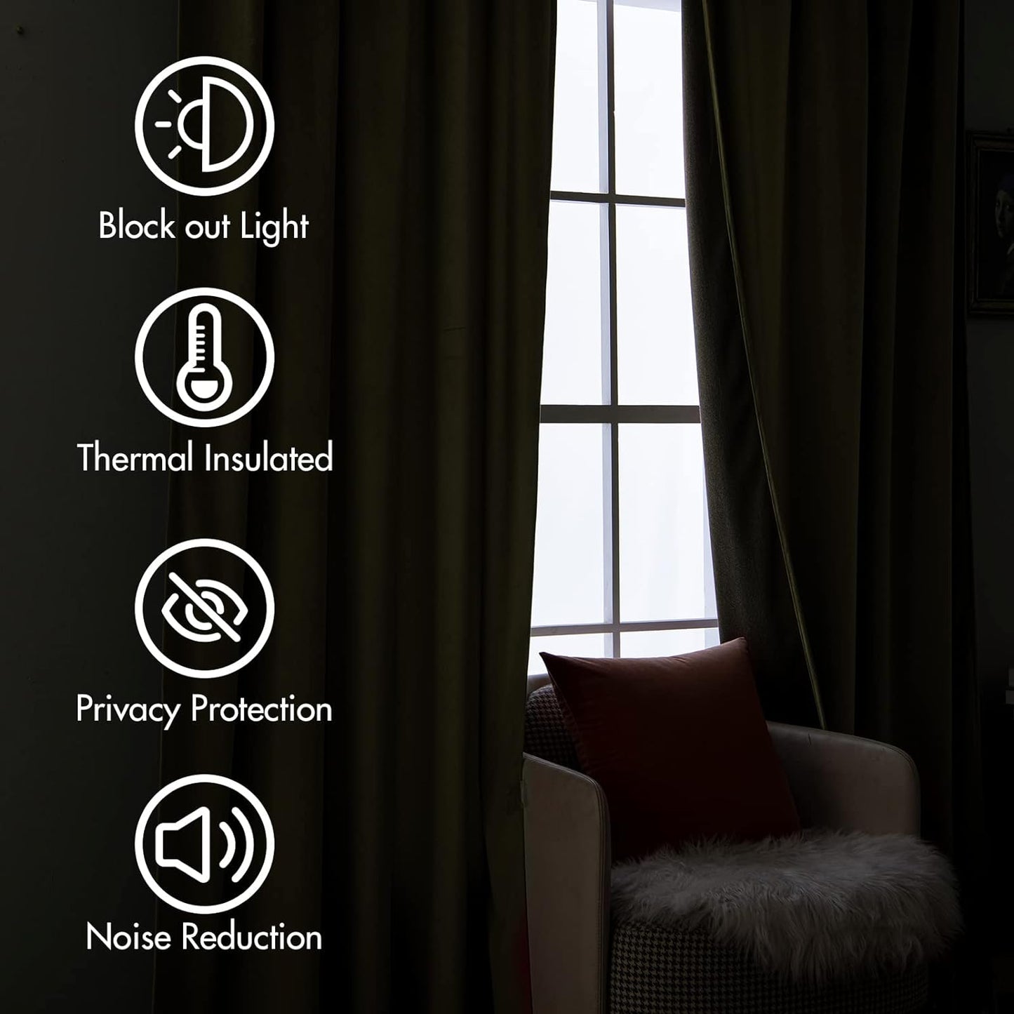 MIULEE Fall Burnt Orange Velvet Curtains 108 Inches Long 2 Panels - Back Tab and Pleated Luxury Window Curtains for Bedroom Living Room Blackout Thermal Insulated Soft Drapes Terracotta Rust Decor