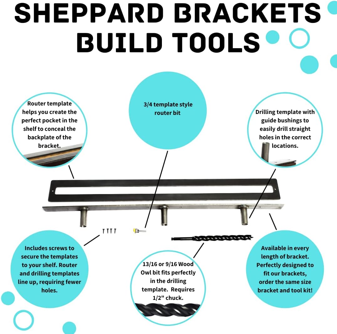 Floating Shelf Brackets - Sheppard Brackets - Easy Install - Heavy Duty (34 inch Build Kit)
