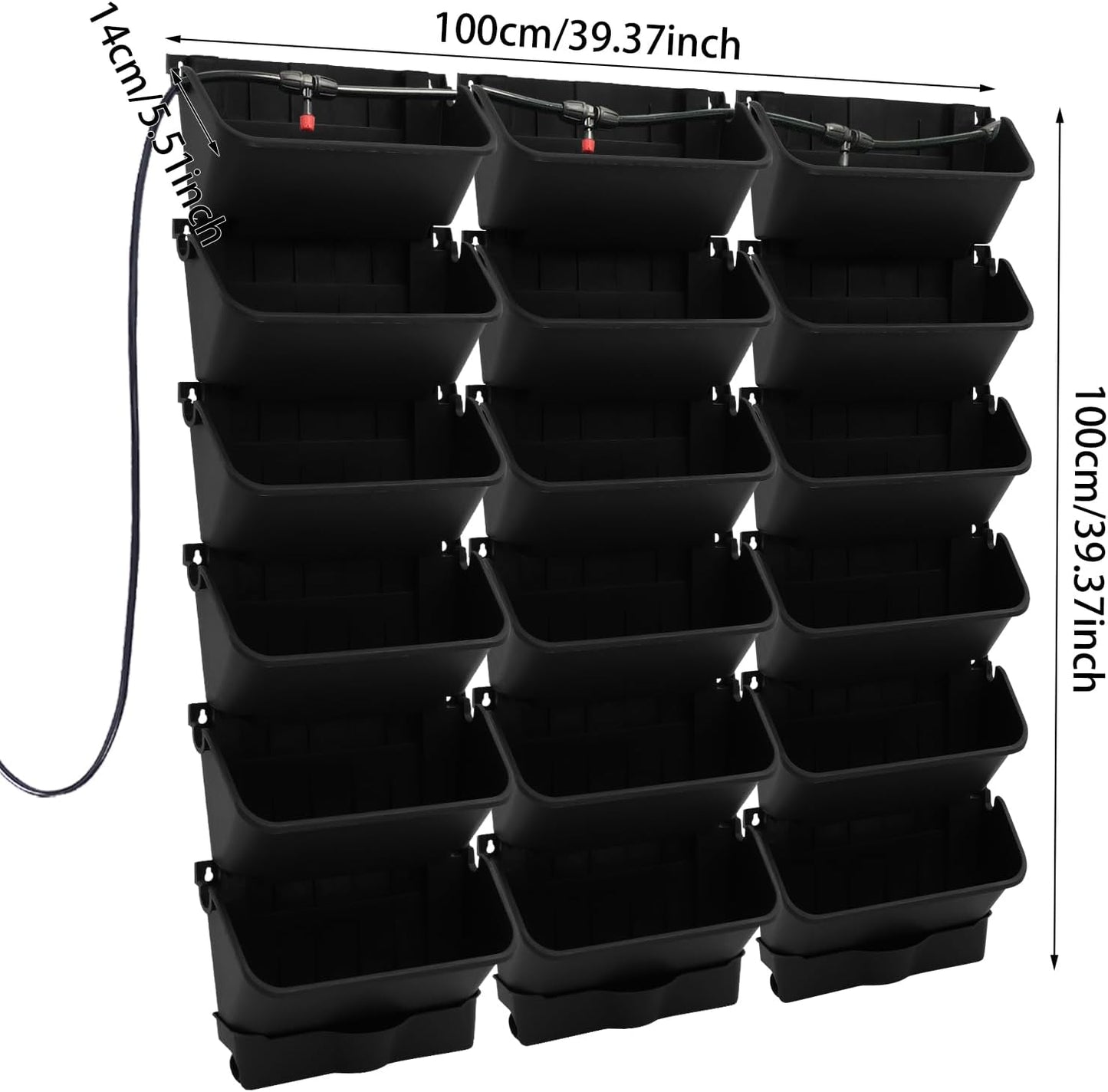 Self-Watering Wall-Mounted Planter, Vertical Garden Planter Set with 18 Pots, Stackable Plant Grow Pots with Electronic Timer for Growing Veggies, Fruits, Herbs, Flowers.