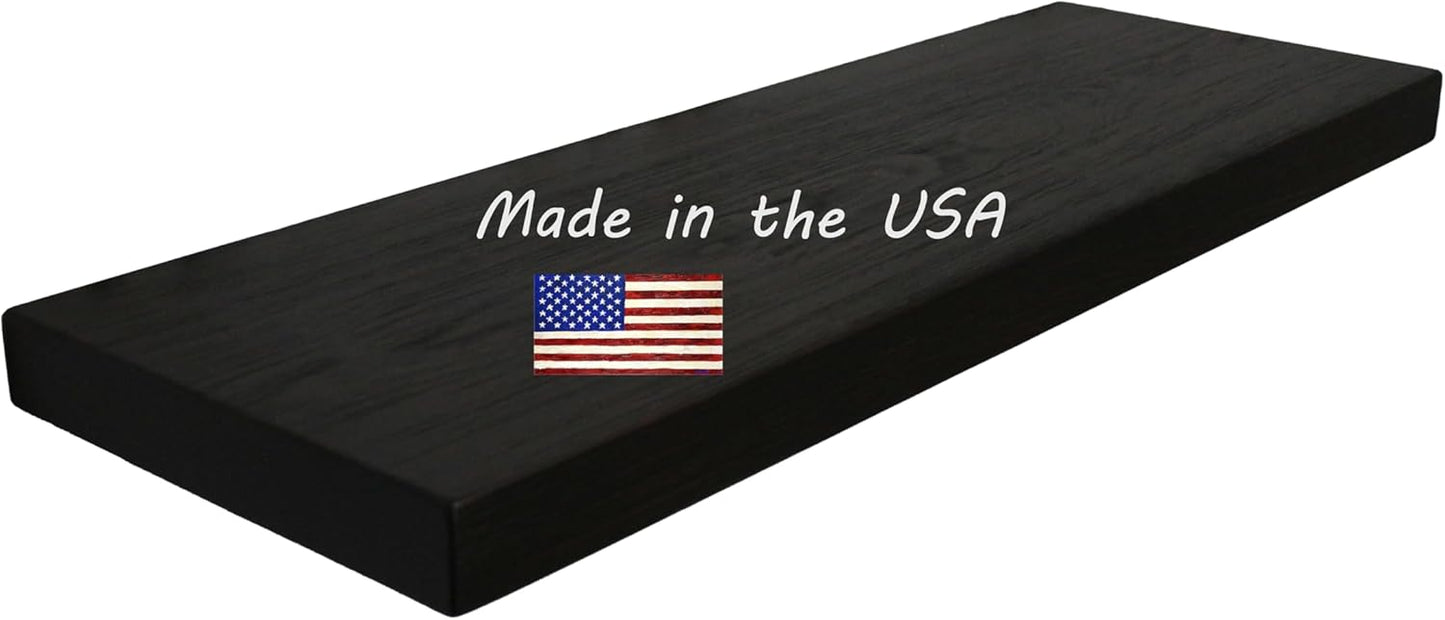 joelsantiques 36 Inch Wooden Floating Shelves for Wall - 36x12x2 in - Made of Natural Wood - Long Heavy Duty Rustic Wall Shelves for Bedroom - Perfect for Living Room, Kitchen - Black
