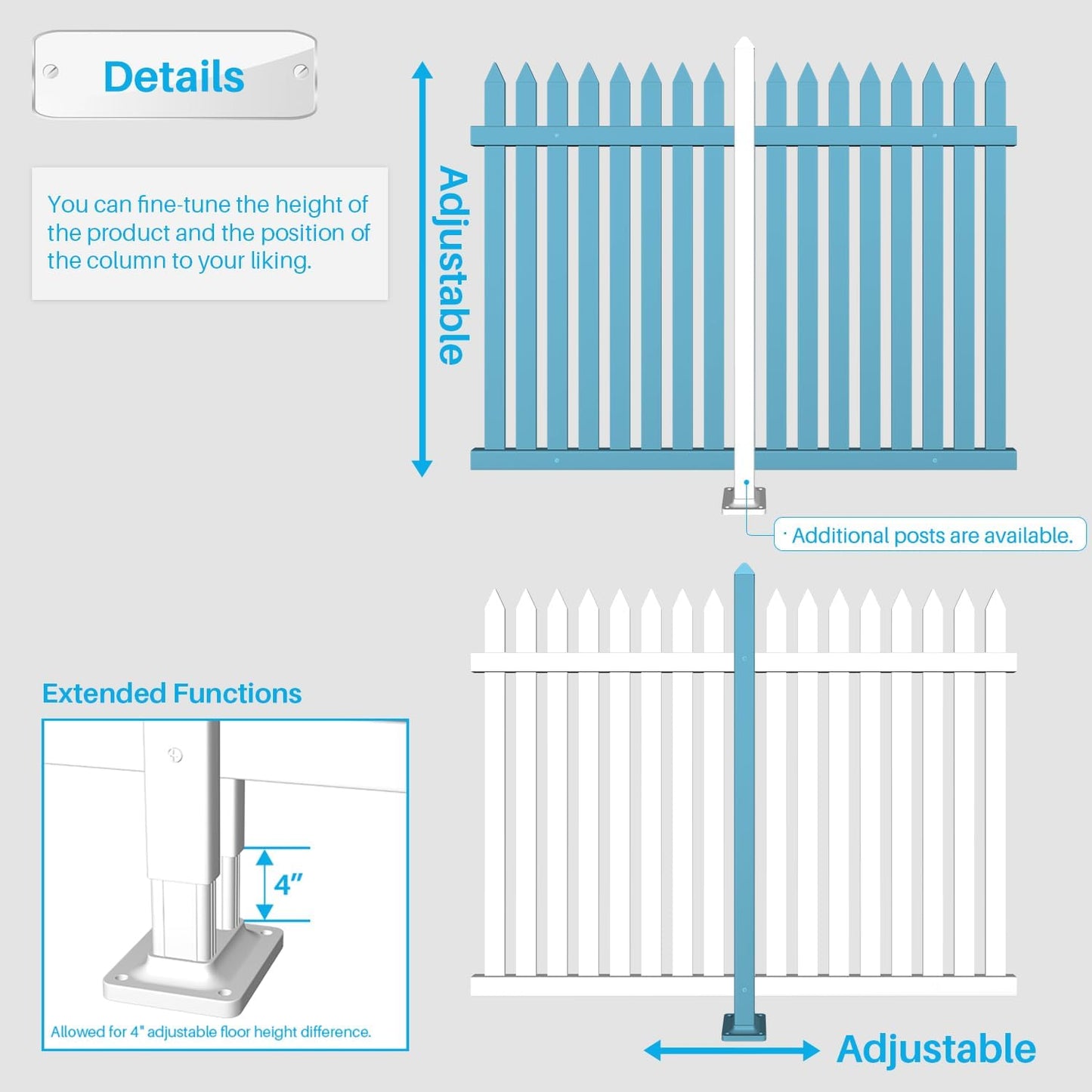 Patio 3 Sets Vinyl Picket Fence Panels 36" H x 84" W White PVC Decorative Fence for Front Yard Porch Patio Deck Pool Air Conditioner Fence Safety Dog Fence (34 Pickets, Straight)