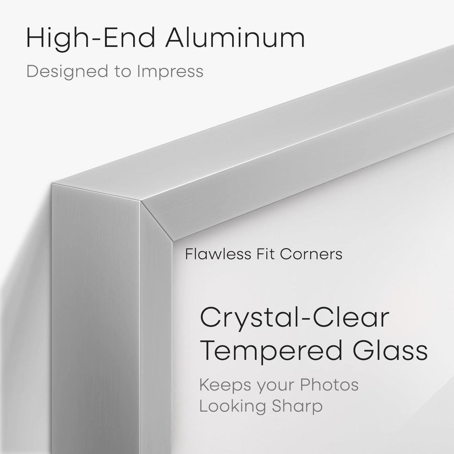 Homeforia A4 Picture Frame Silver, High End Metal 8.3 x 11.7 inch Silver Poster Frames with Mat 5.8 by 8.3 Art, A4 Frames Matted to A5 Photo, 8.3x11.7 Wall or Tabletop Frames, Tempered Glass, Set of 1