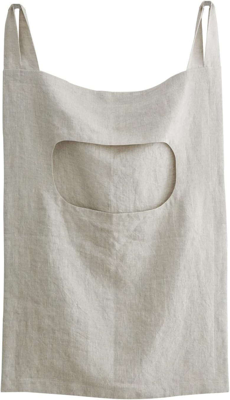 Amazhiyu 100% Linen Door Hanging Laundry Hamper Bag, 19x27 Inches (Linen)