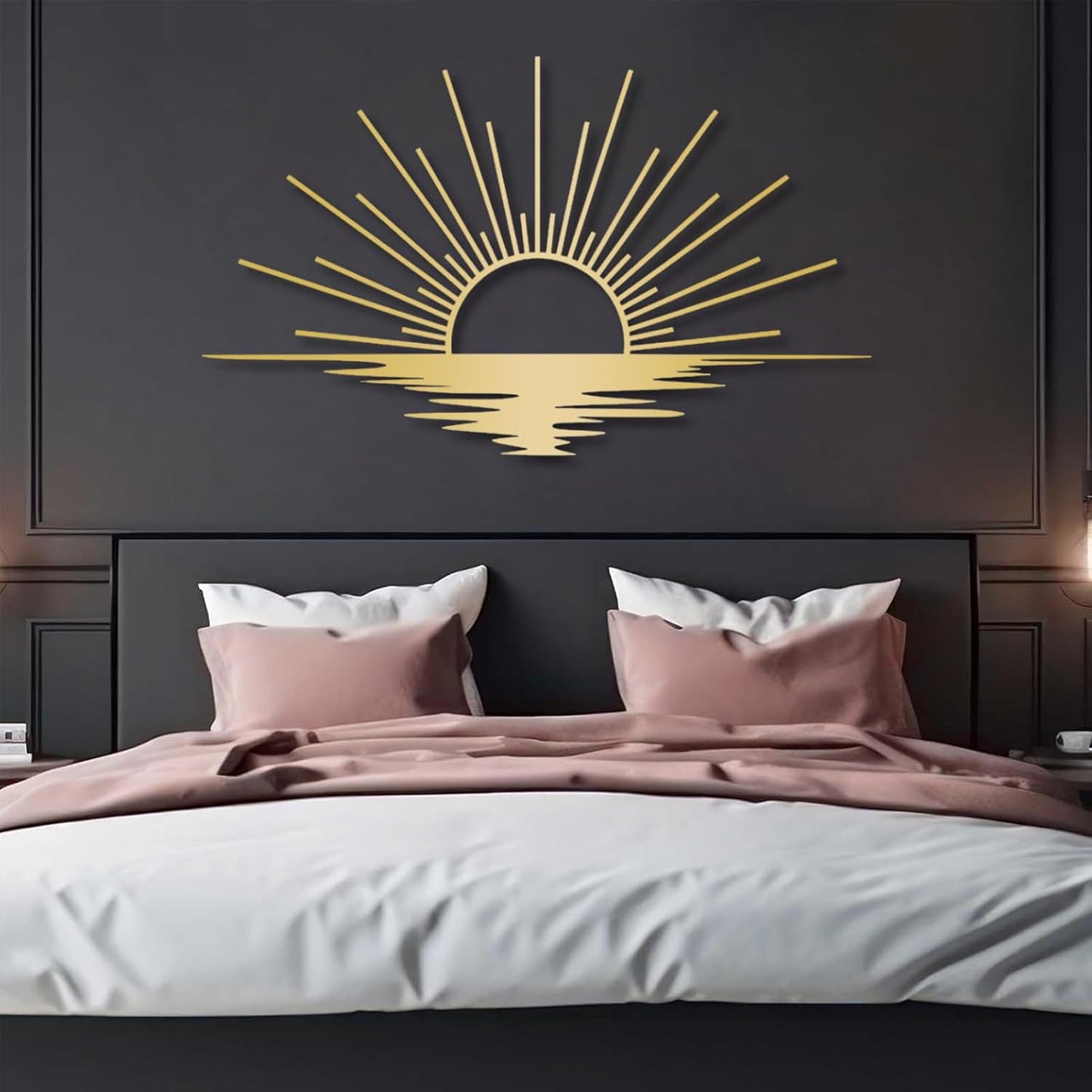 Sunrise Metal Wall Art, Metal Sun Wall Decor, Metal Sun Outdoor Decor, Large Metal Sun Wall Art, Sun Wall Art, Boho Sun Wall Art, Sunshine Metal Sign, Living Room Bedroom Wall Hangings (Silver, 47"x 27"| 120x71cm)