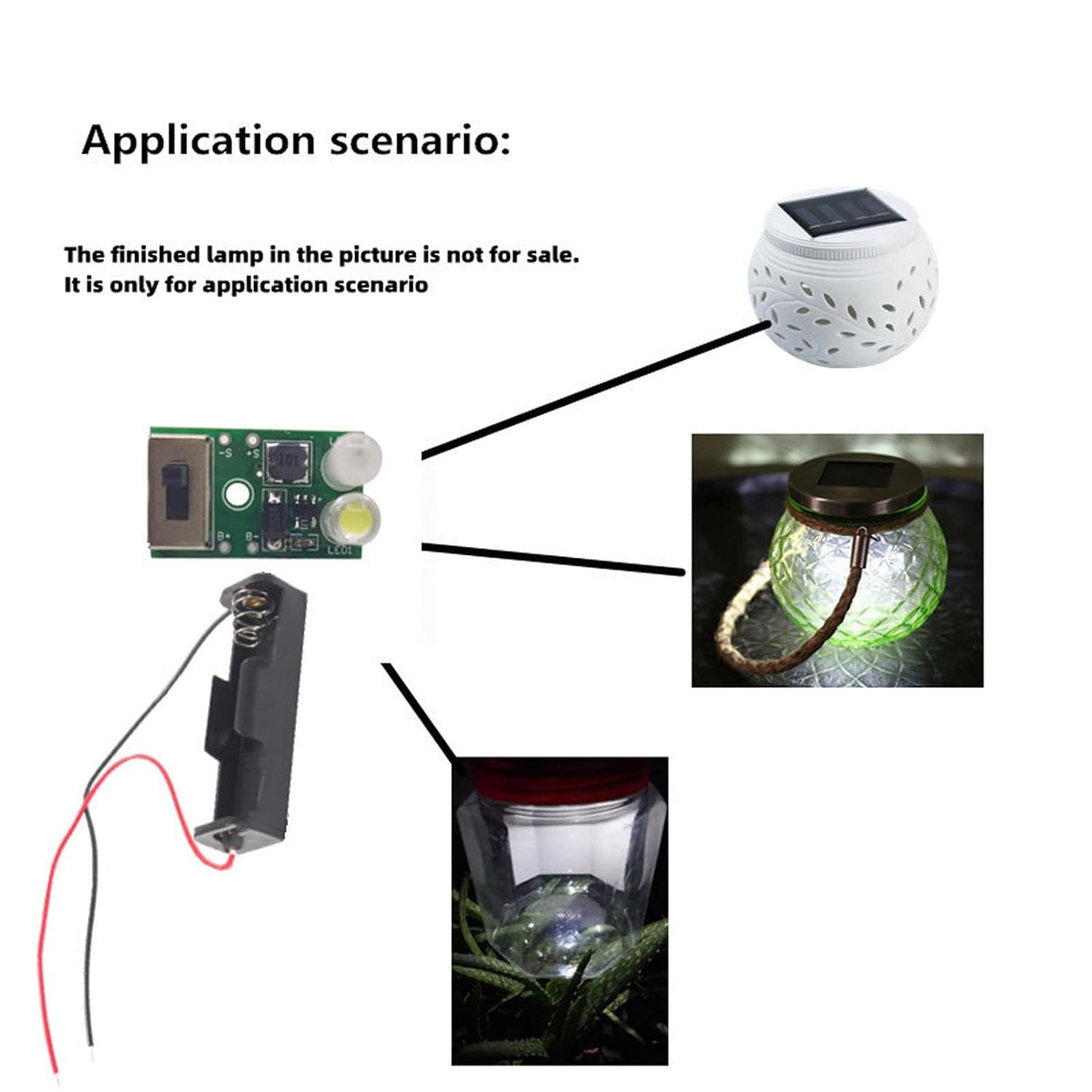 Solar Light Control Panel Kit 1.2V Solar Light Control Board Charging PCB Solar Lawn Lamp Control Board Set with Instruction Manual