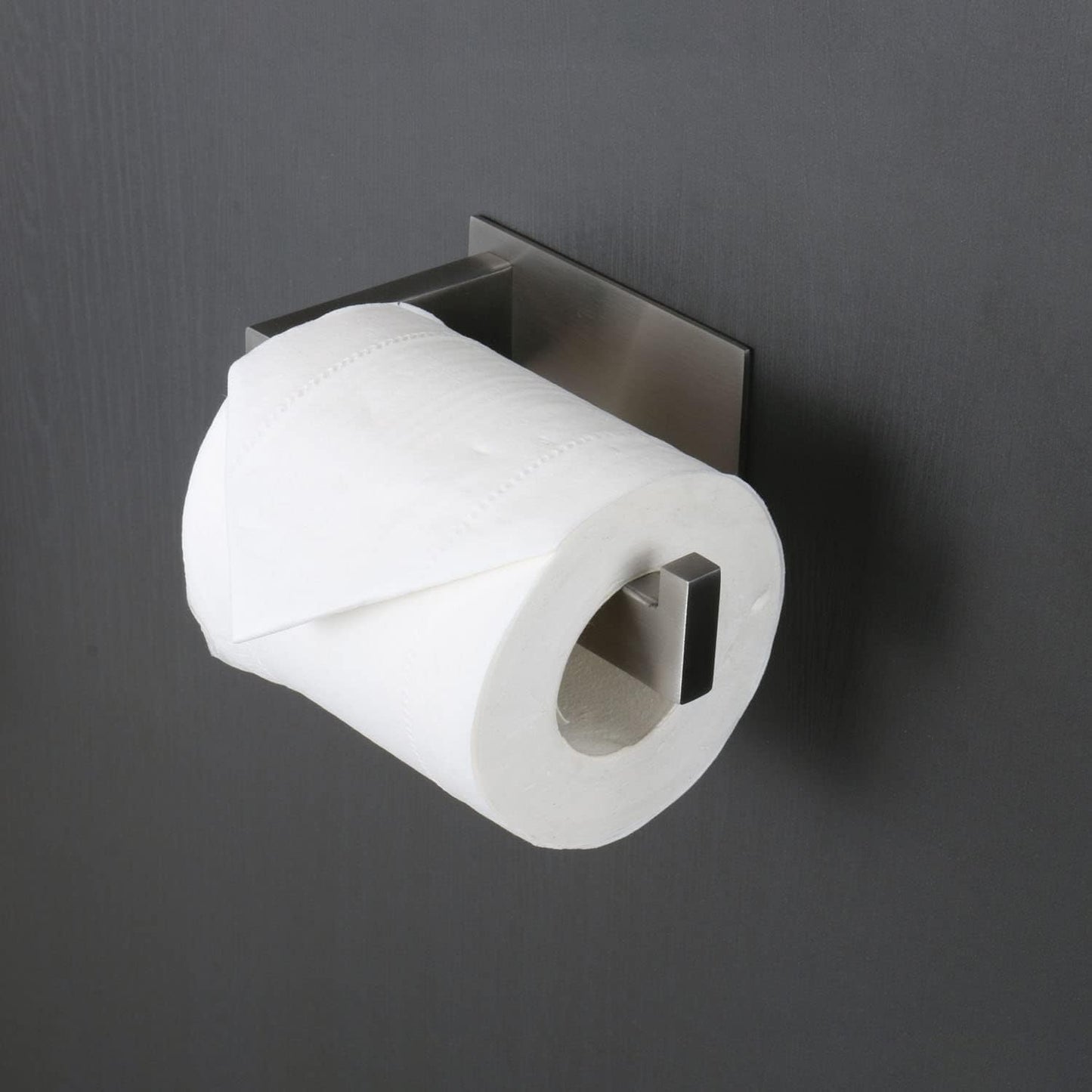 Toilet Paper Holder, Self Adhesive Tissue Holder Stainless Steel Rustproof Paper Roll Holder, No Drilling Easy to Install, Toilet Paper Rack Suitable for Office, Bathroom (2, Brushed Nickel)