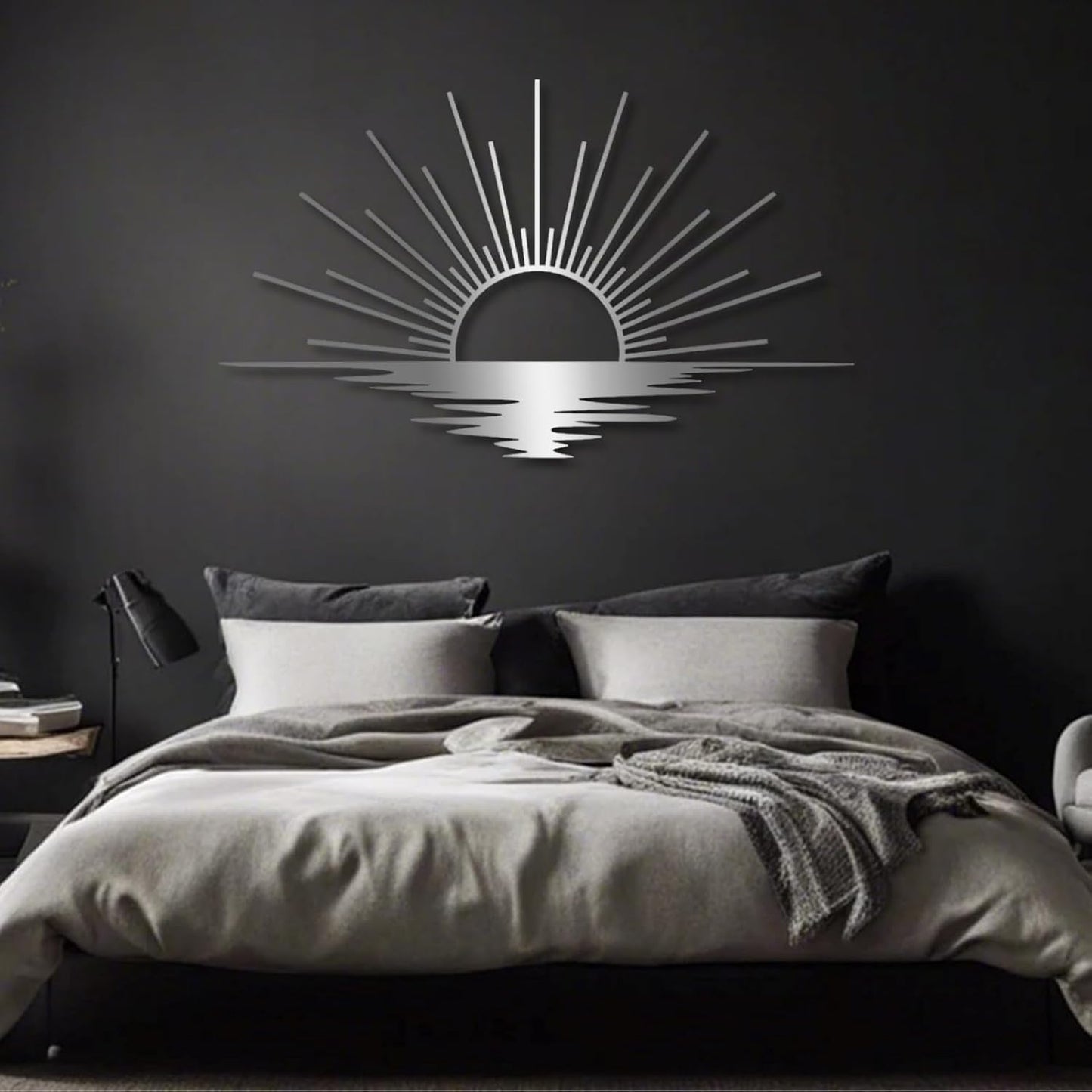 Sunrise Metal Wall Art, Metal Sun Wall Decor, Metal Sun Outdoor Decor, Large Metal Sun Wall Art, Sun Wall Art, Boho Sun Wall Art, Sunshine Metal Sign, Living Room Bedroom Wall Hangings (Gold, 24"x 17"| 62x37cm )