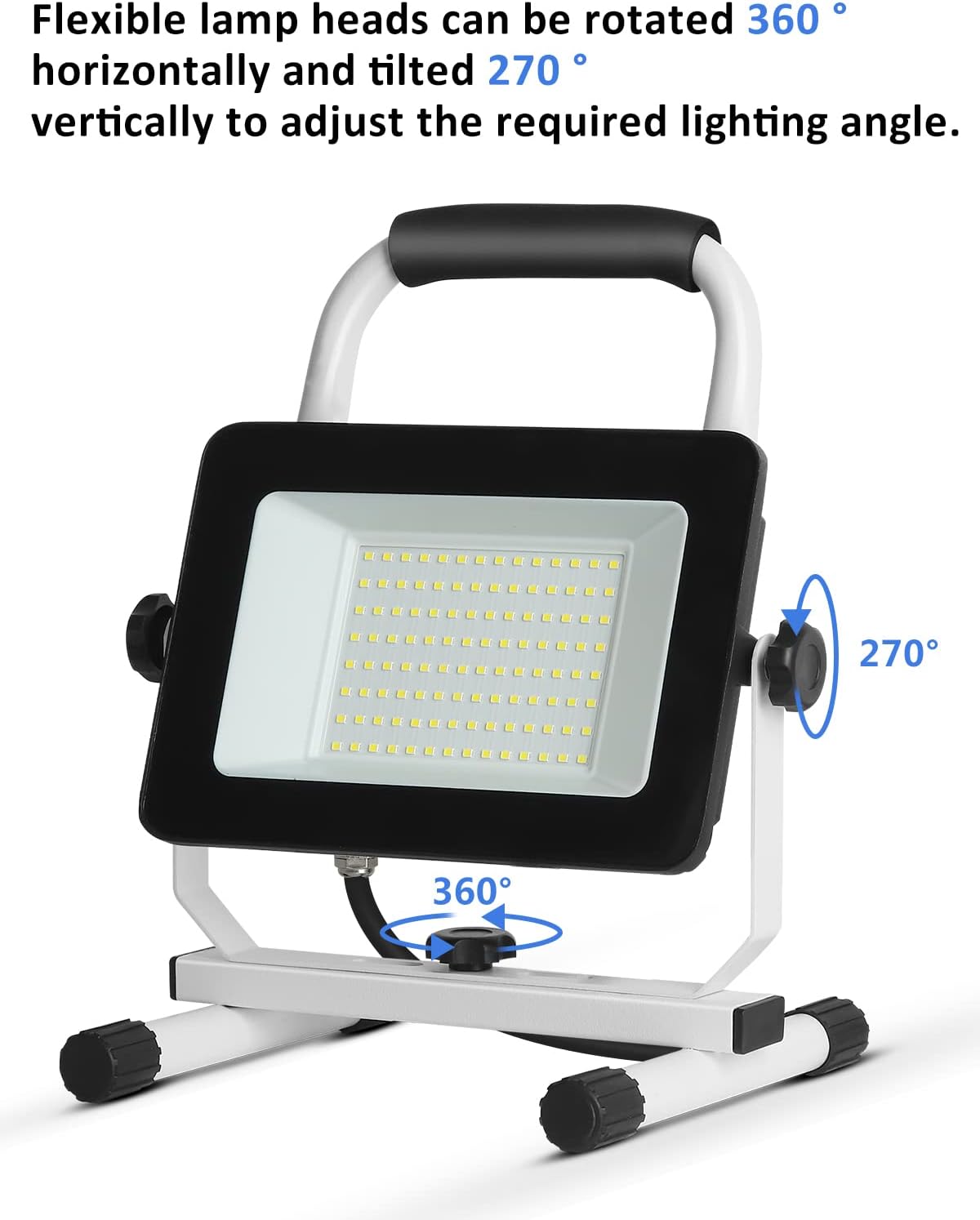 UFOND 6000 Lumen LED Work Light with Stand,60W Waterproof Flood Light, Brightness Switch Adjustable,Super Bright Portable Job Site Worklight with Power Cord for Garage Workshop Car,Outdoor Lighting