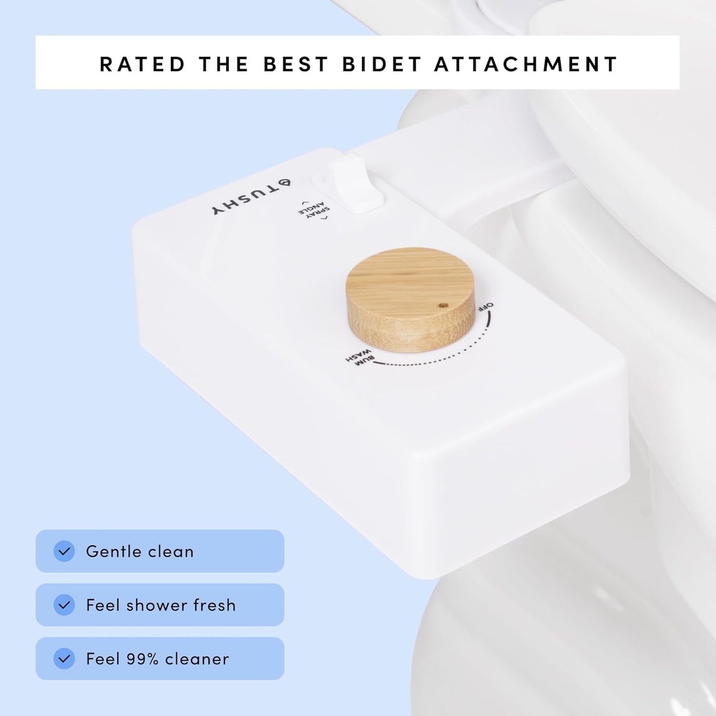 TUSHY Classic 3.0 Bidet Seat Attachment - A Non-Electric Self Cleaning Water Sprayer with Adjustable Water Pressure Nozzle, Angle Control & Easy Home Installation (Biscuit/Platinum)