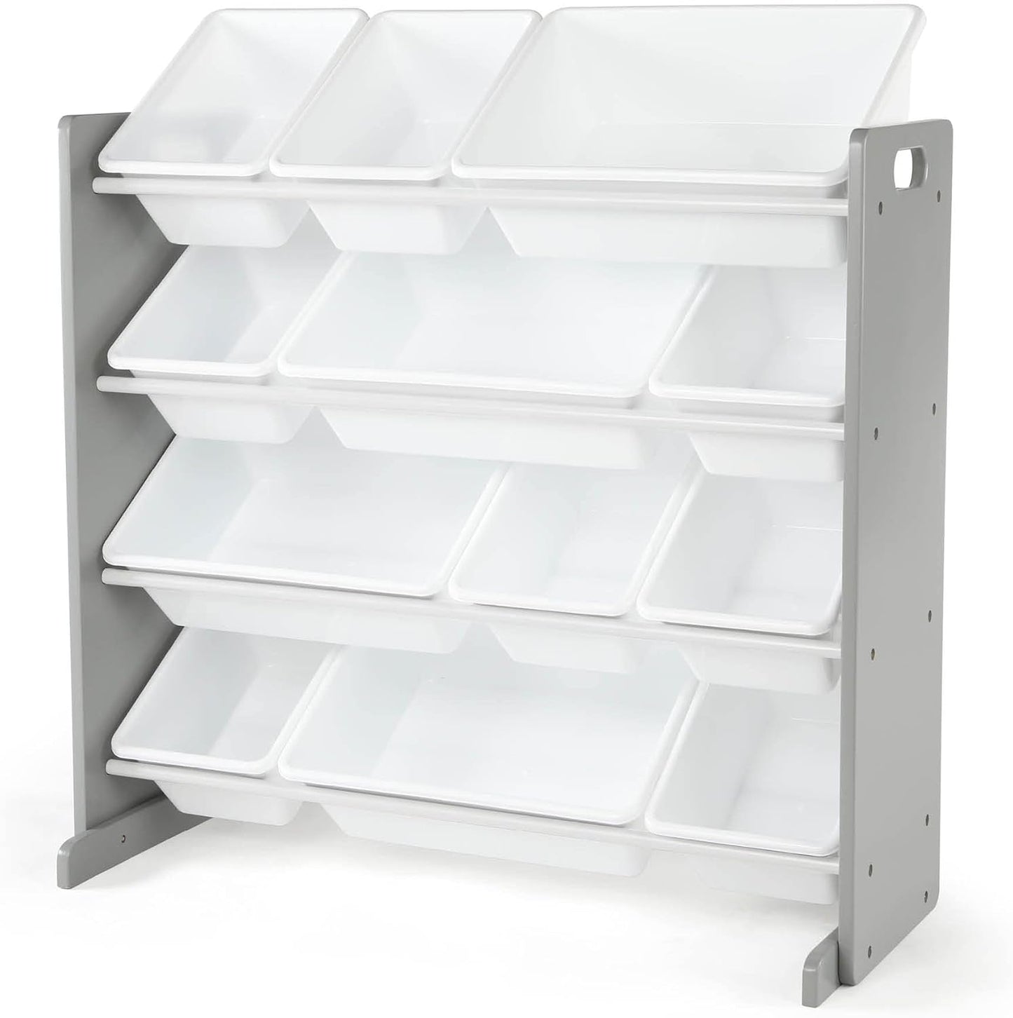 Humble Crew Kids Toy Storage Organizer with 12 Plastic Bins, Grey/White – Removable Bins for Playroom, Bedroom, Toddler Furniture for Boys and Girls Ages