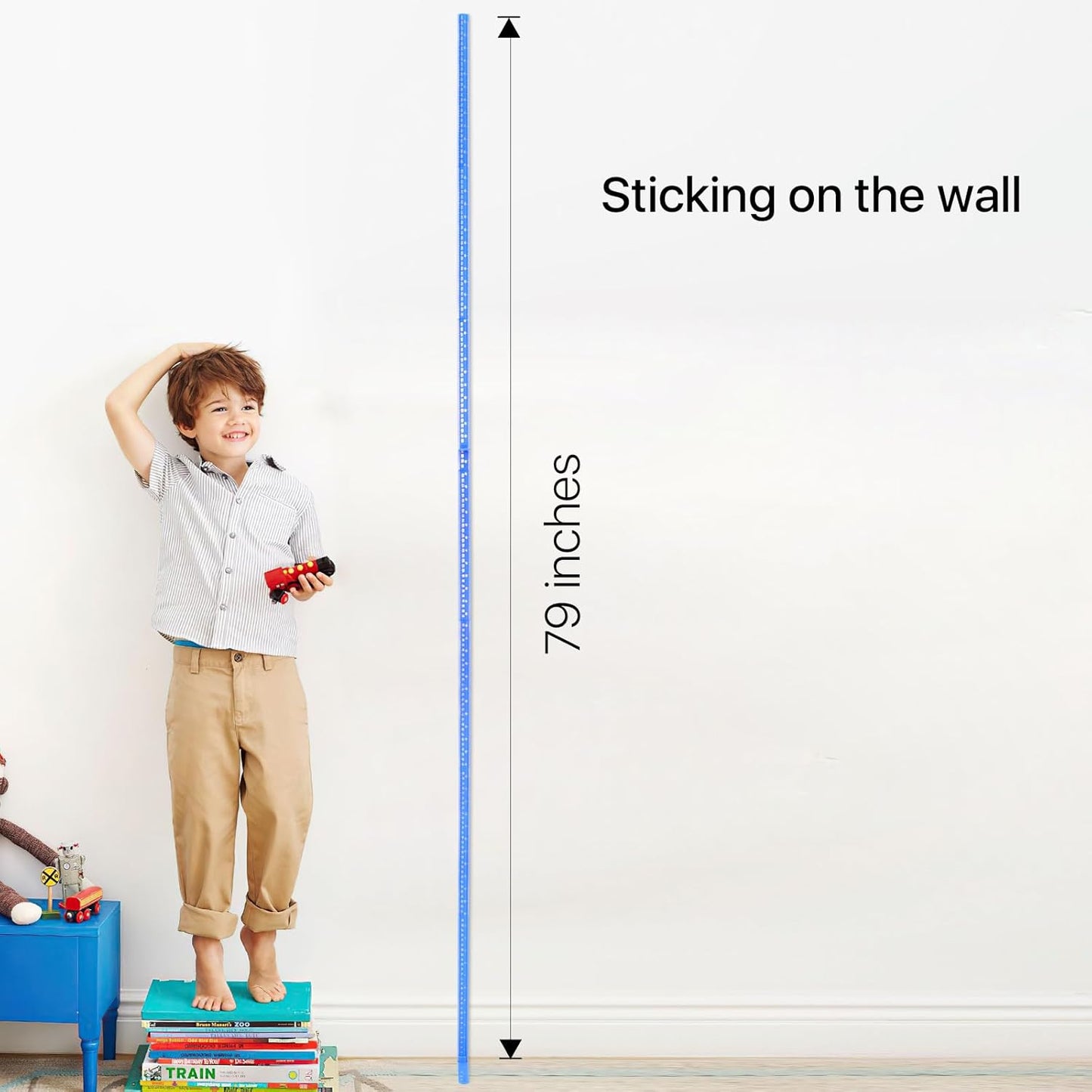 Height Measurement for Wall, Children Height Chart Ruler, Portable 3D Removable Growth Chart, Wall Height Measurement for Kids and Nursery Medical Office 79 inch (Blue)