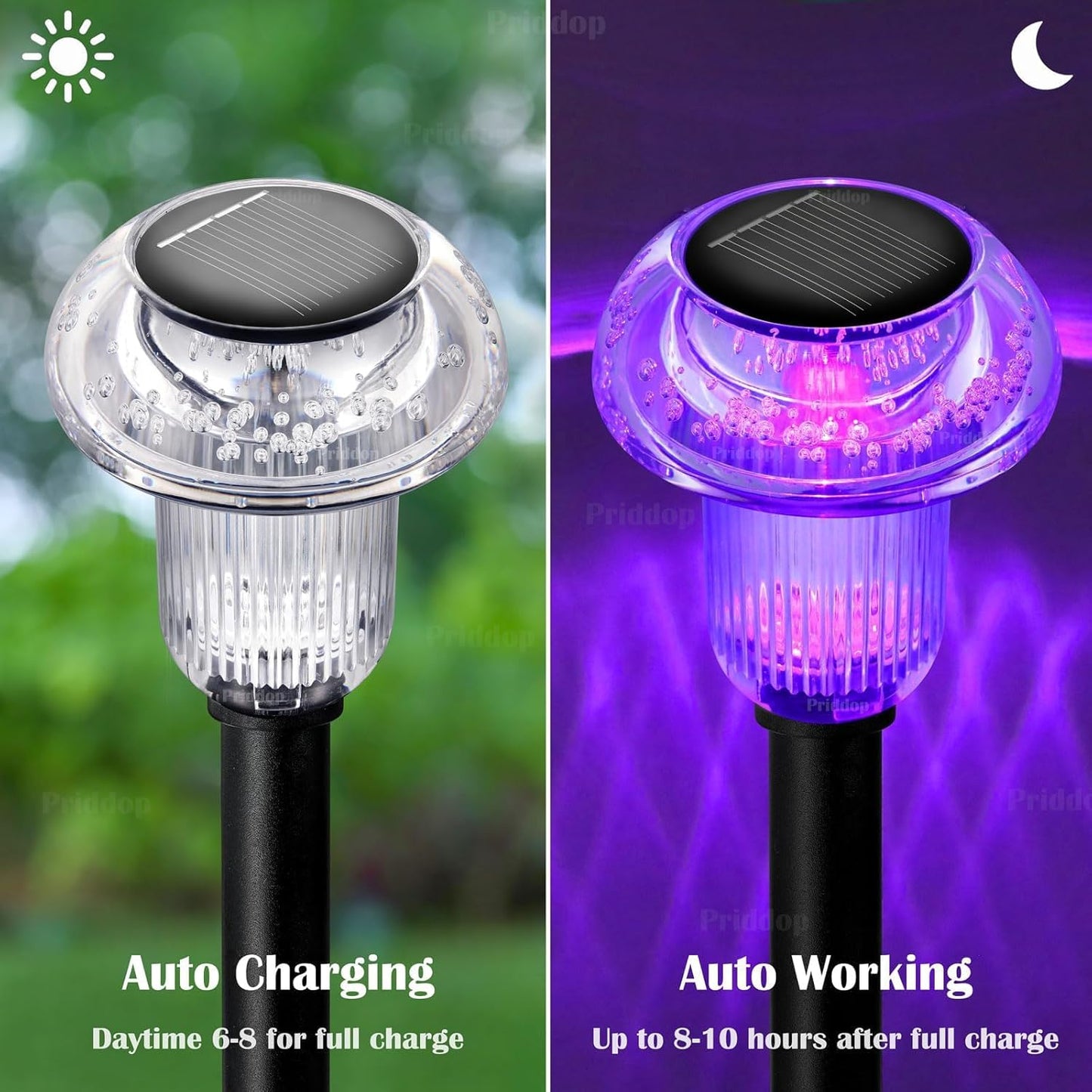Solar Lights Outdoor Pathway Waterproof 8 Pack Color Changing LED Acrylic Mushroom Decorative Garden Lights for Yard Landscape Patio Outside Christmas Decorations
