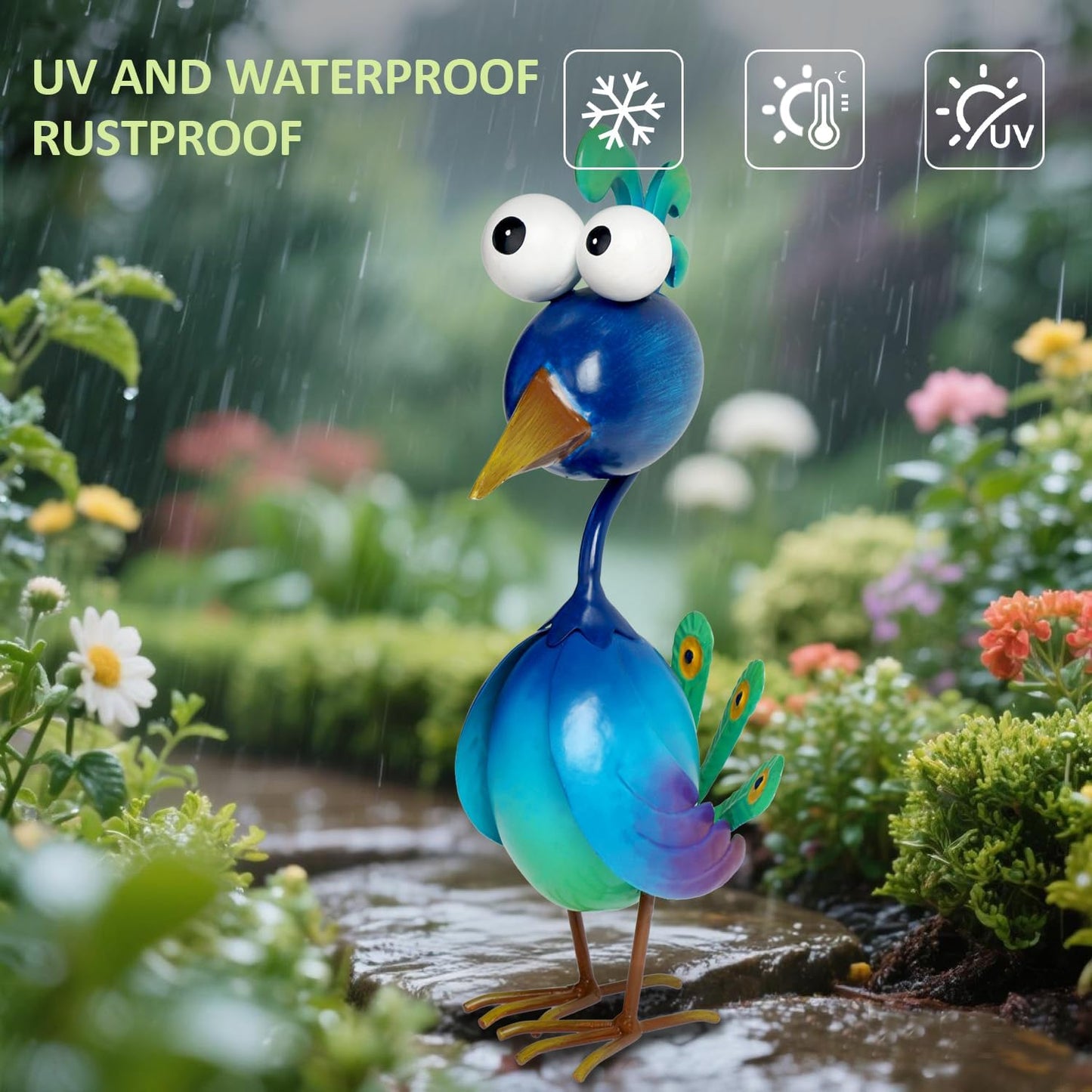 Kircust Peacock Decor Metal Yard Art Outdoor Statues Lawn Decorations Outside Garden Peacocks Decoration for Home