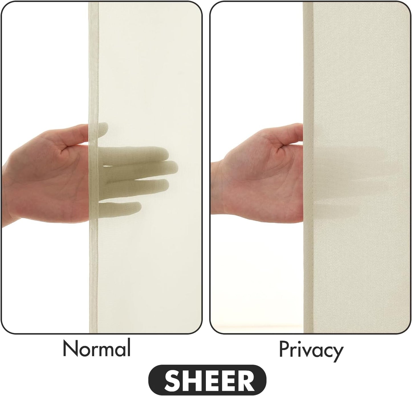 MIULEE Cream Beige Privacy Sheer Curtains That Let Light in 63 Inches Long Non-See-Through Semi Sheer Curtain Light Filtering Window Curtains Drapes for Living Room Bedroom 2 Panels Set 42 X 63