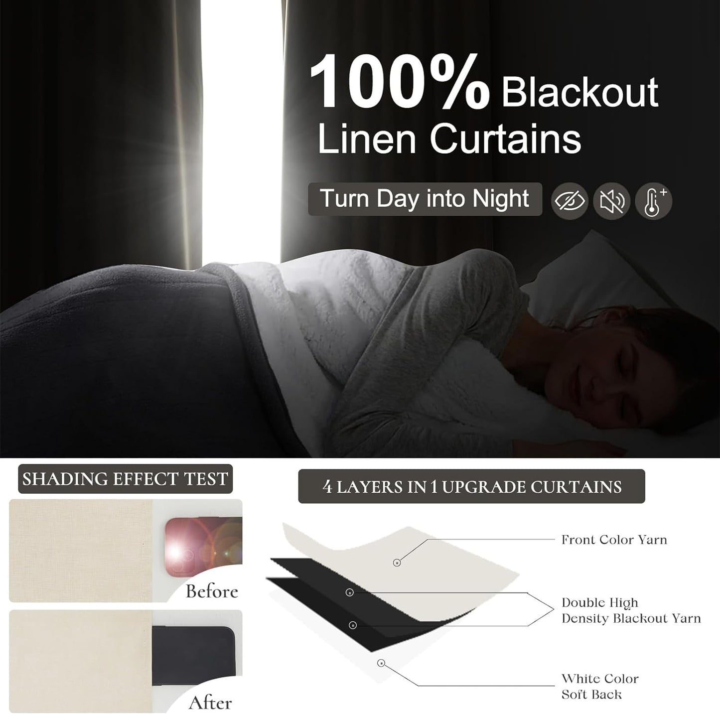 Black Out Curtains 108 Inch Long 2 Panels Burg, Blackout Tall Floor Length Curtains for High Living Room Sound Proof Curtains Linen Window Hooks for Pinch Pleated Drapes Track System Buttercream Ivory