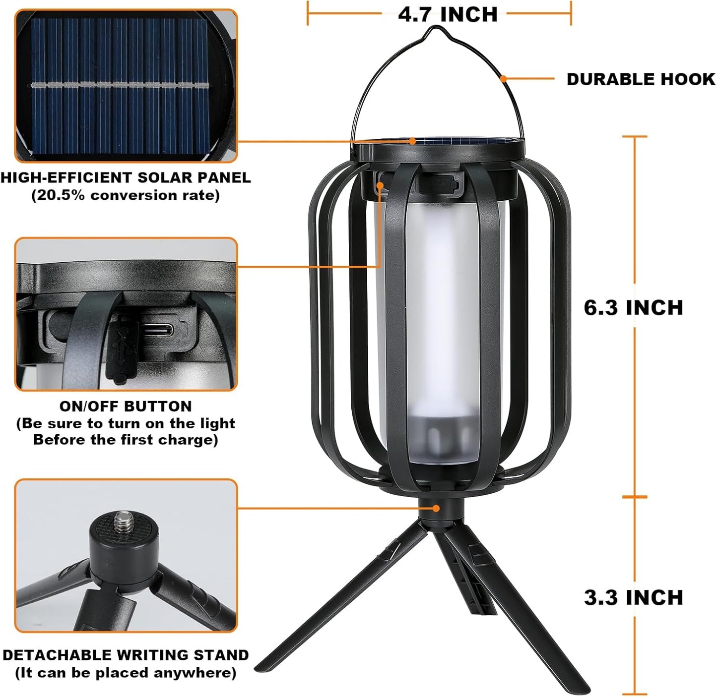 Solar Lantern Outdoor Lights, 2 Pack Waterproof Solar Powered Lanterns with Flickering Flame, Hanging Lantern Decorative for Outside, Solar Powered Outdoor Lights for Yard Garden Patio Table Decor