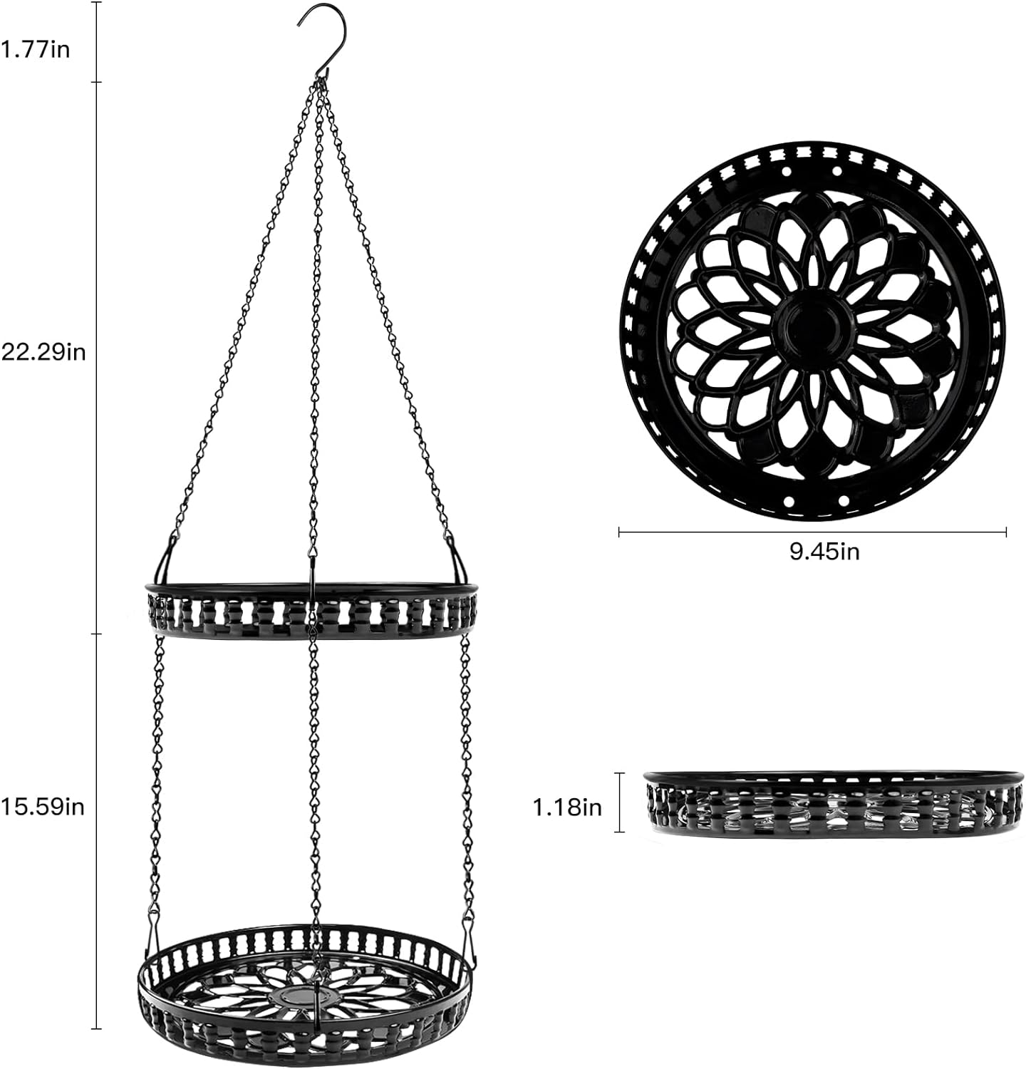 Plant Hanger Indoor Outdoor, 2 Tier Hanging Planter Hanging Plant Shelf, Metal Hanging Plant Holder for Indoor Outdoor Plants