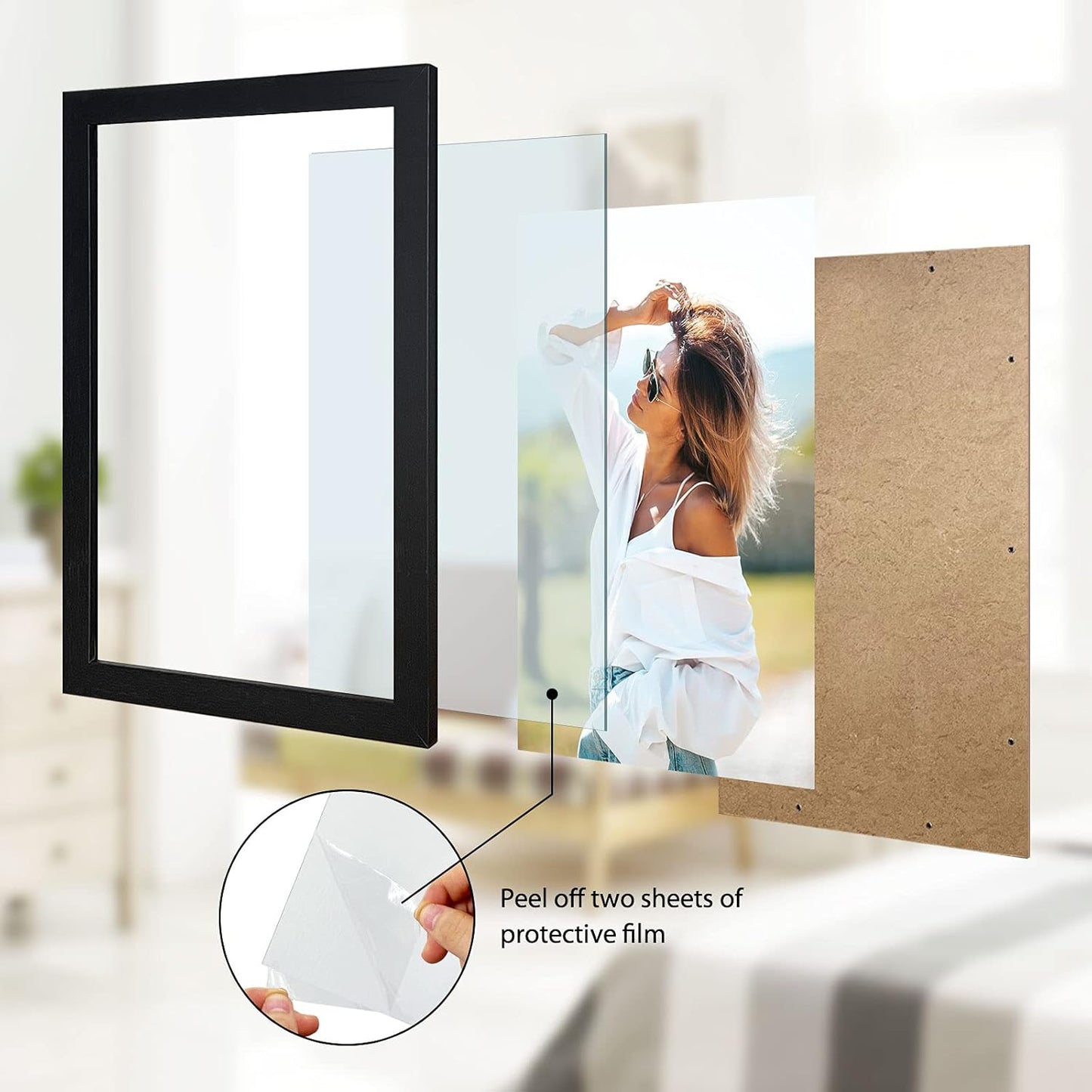 VCK Poster Frame 11x17 Set of 3, Wood Black Picture Frame, Wall Gallery Photo Frames, 3 Pack