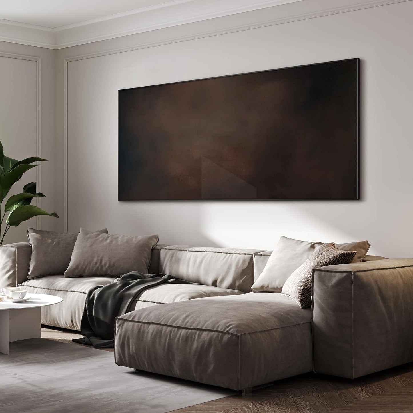 SIGNWIN 24"x46" Extra Large Framed Wall Art Dark Brown Abstract Moody Illustration for Home Living Room Bedroom Decor (Frame Assembly Required)