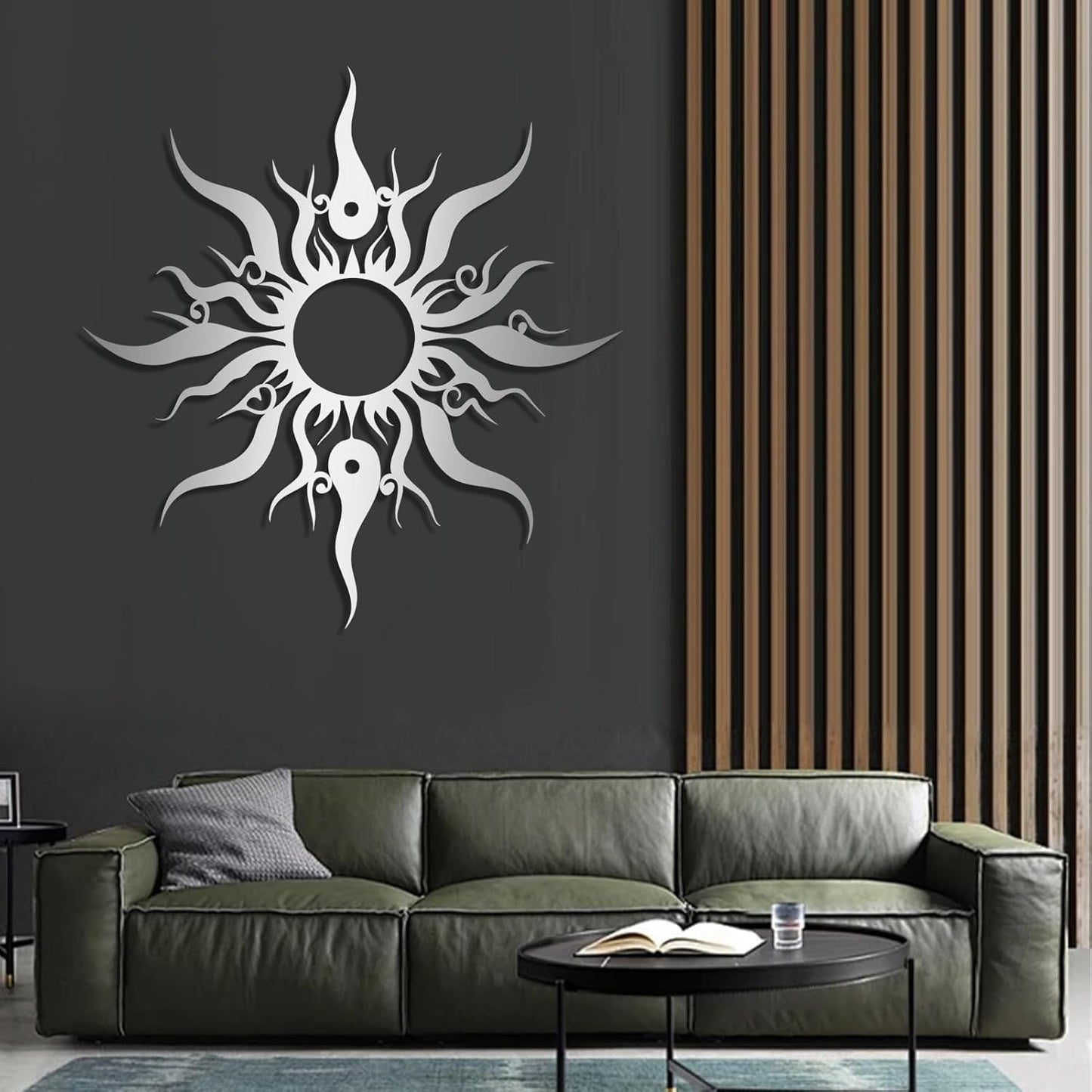 Hotuijxca Metal Wacky Sun Wall Art, Wacky Sun Metal Decor for Livingroom, Bedroom (Black, 31"x30"/80x77cm, metal wall art)