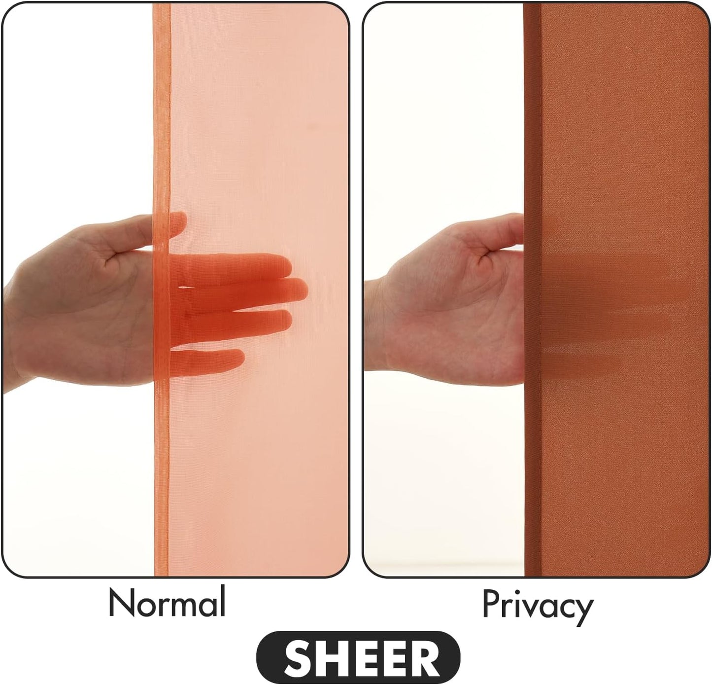 MIULEE Terracotta Privacy Sheer Curtains That Let Light in 96 Inches Long Non-See-Through Semi Sheer Curtain Light Filtering Window Curtains Drapes for Living Room Bedroom 2 Panels Set 42 X 96