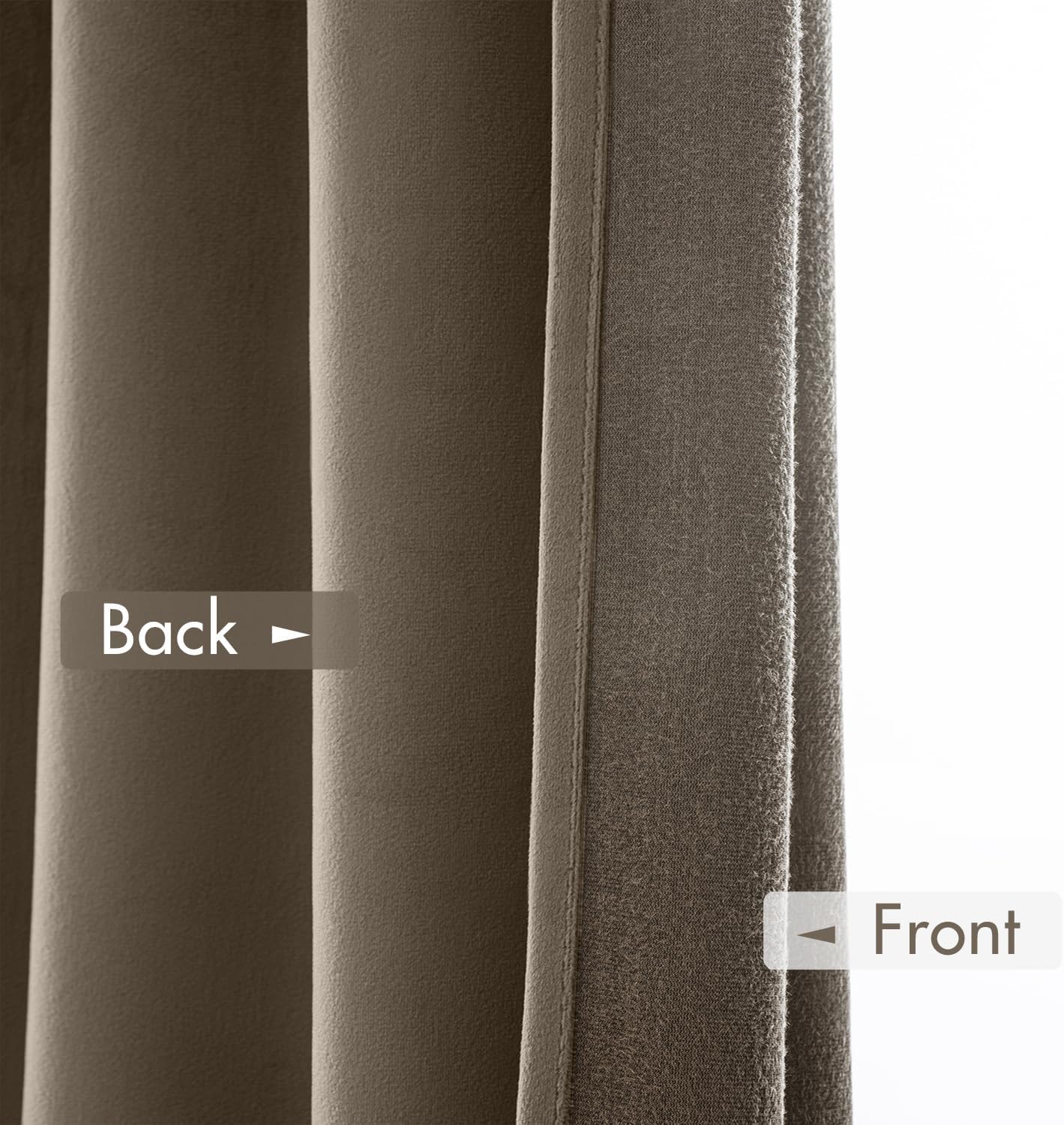 MIULEE Taupe Velvet Curtains Thermal Insulated Blackout Curtain Drapes for Bedroom Living Room Darkening 90 Inches Long Curtains Panels Rod Pocket Set of 2