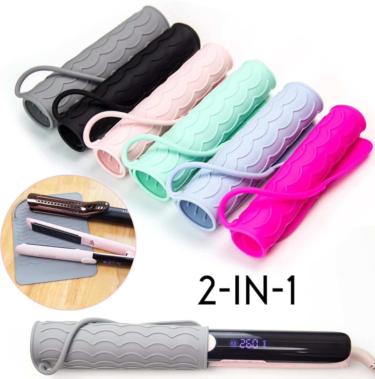 ANGENIL Heat Resistant Mat for Curling Irons, Hair Straighteners, and Flat Irons - Silicone Counter Pad and Travel Case for Hair Styling Tools