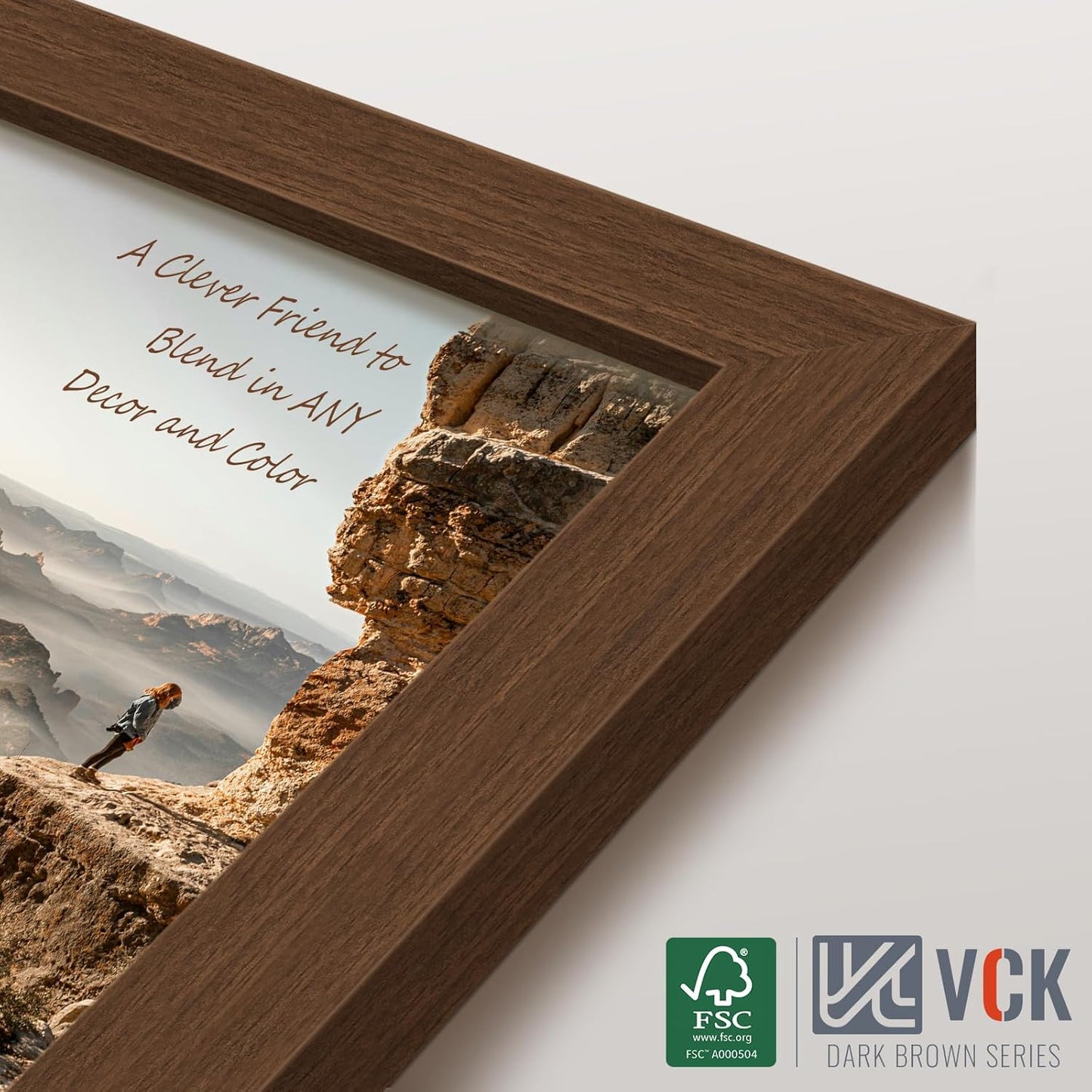 VCK 13x19 Frame Set of 3 - Brown, Wood Picture Frame with Exclusive Wood Grain, Wall Gallery Frame
