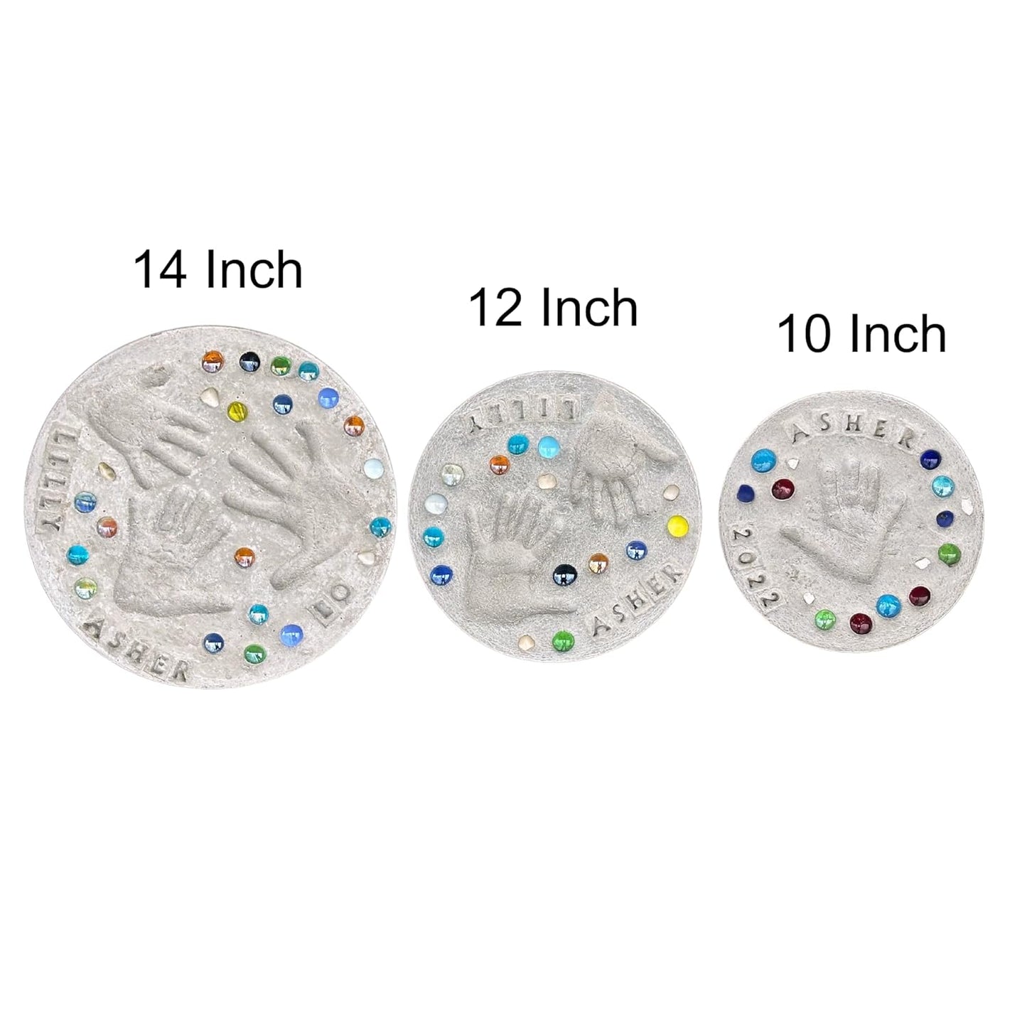 Large DIY Stepping Stone Kit, Handprint Stepping Stone, Mother's Day Gift, Footprint Stepping Stone (12 Inch + Stamp Set)