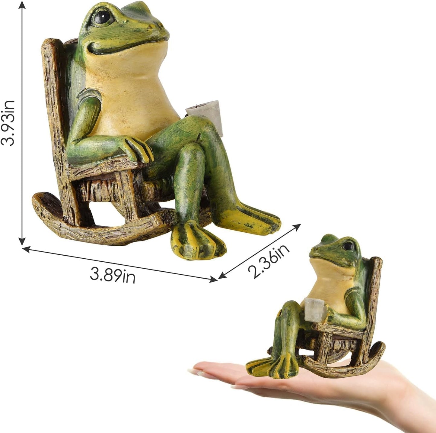 Miniature Frog Garden Statue Gifts Home Halloween Decorations Fairy Garden Accessories Outdoor Lights Solar Garden Frog Decor Art Housewarming Gift for Patio,Yard,Lawn Ornament,3.89"x2.36"x3.93