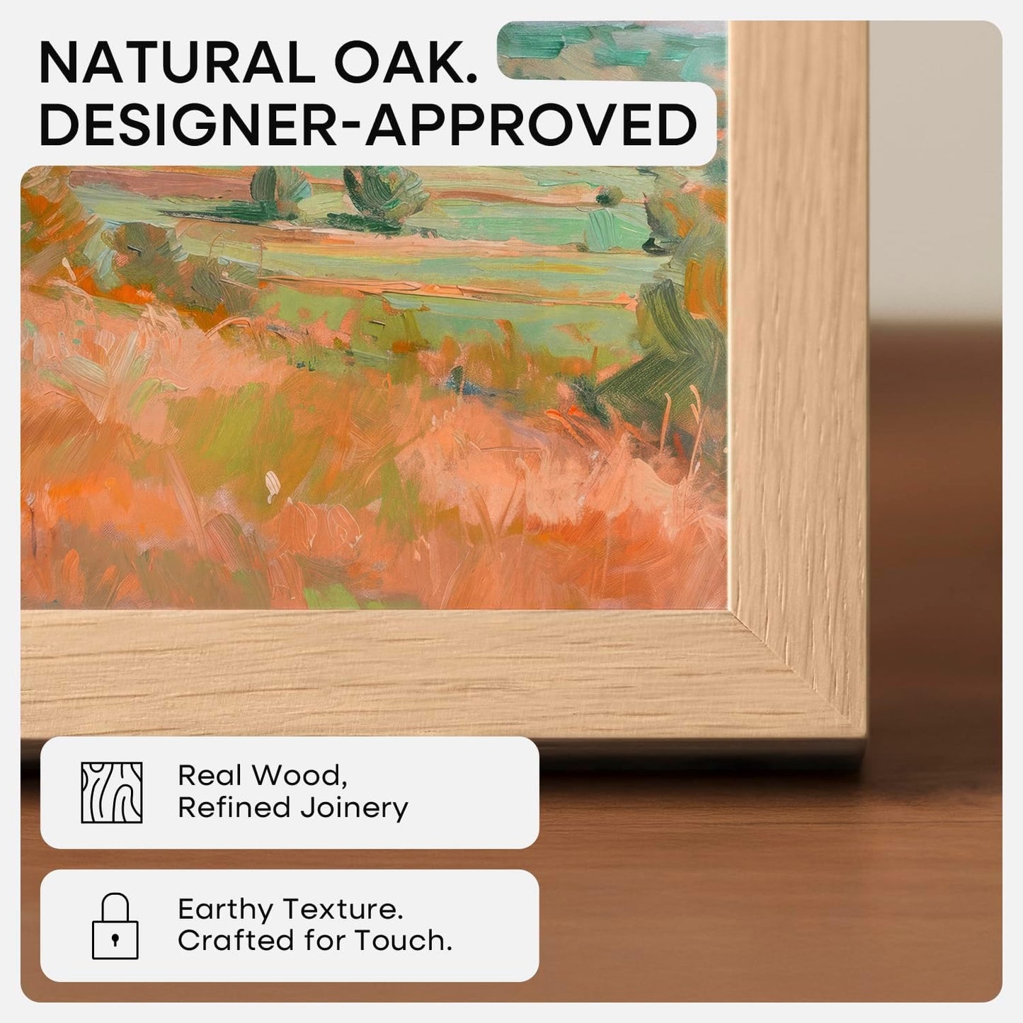 Homeforia 6x8 Picture Frame Natural Wood, High End Oak 6x8 Light Wooden Frames with Mat 5x7 for Photo, 6 x 8 Frame Matted to 5 x 7 Print, 8x6 Wall or Tabletop Frame, Tempered Glass, Wall Kit, Set of 1